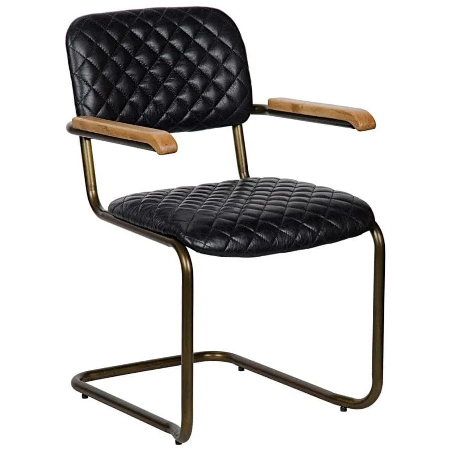 0045 Quilted Leather Cantilever Arm Chair