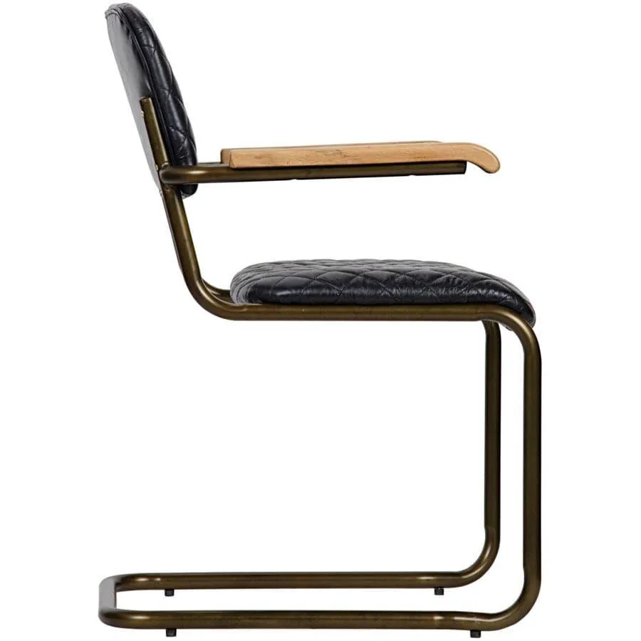 0045 Quilted Leather Cantilever Arm Chair