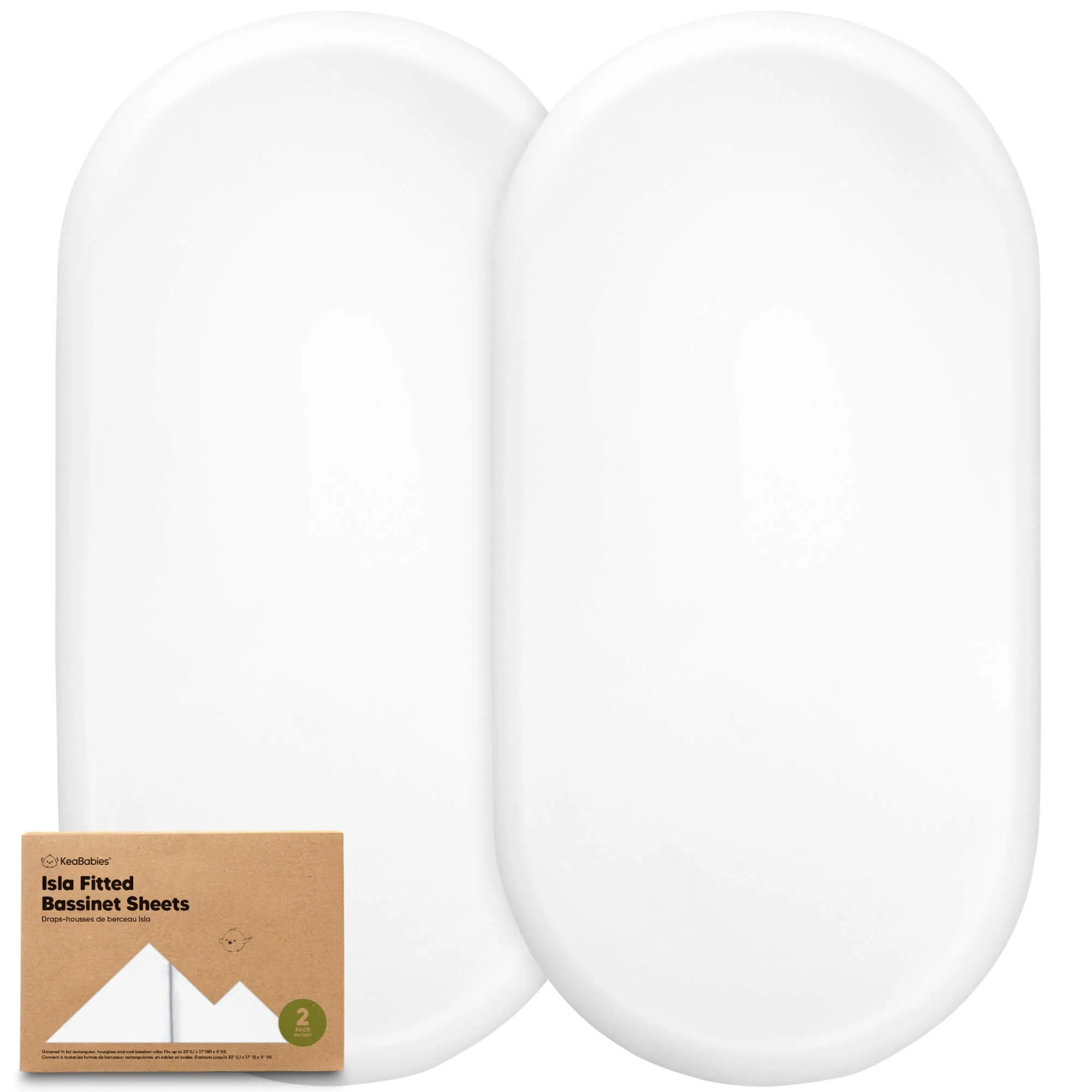 2-Pack Isla Fitted Bassinet Sheets (Soft White)