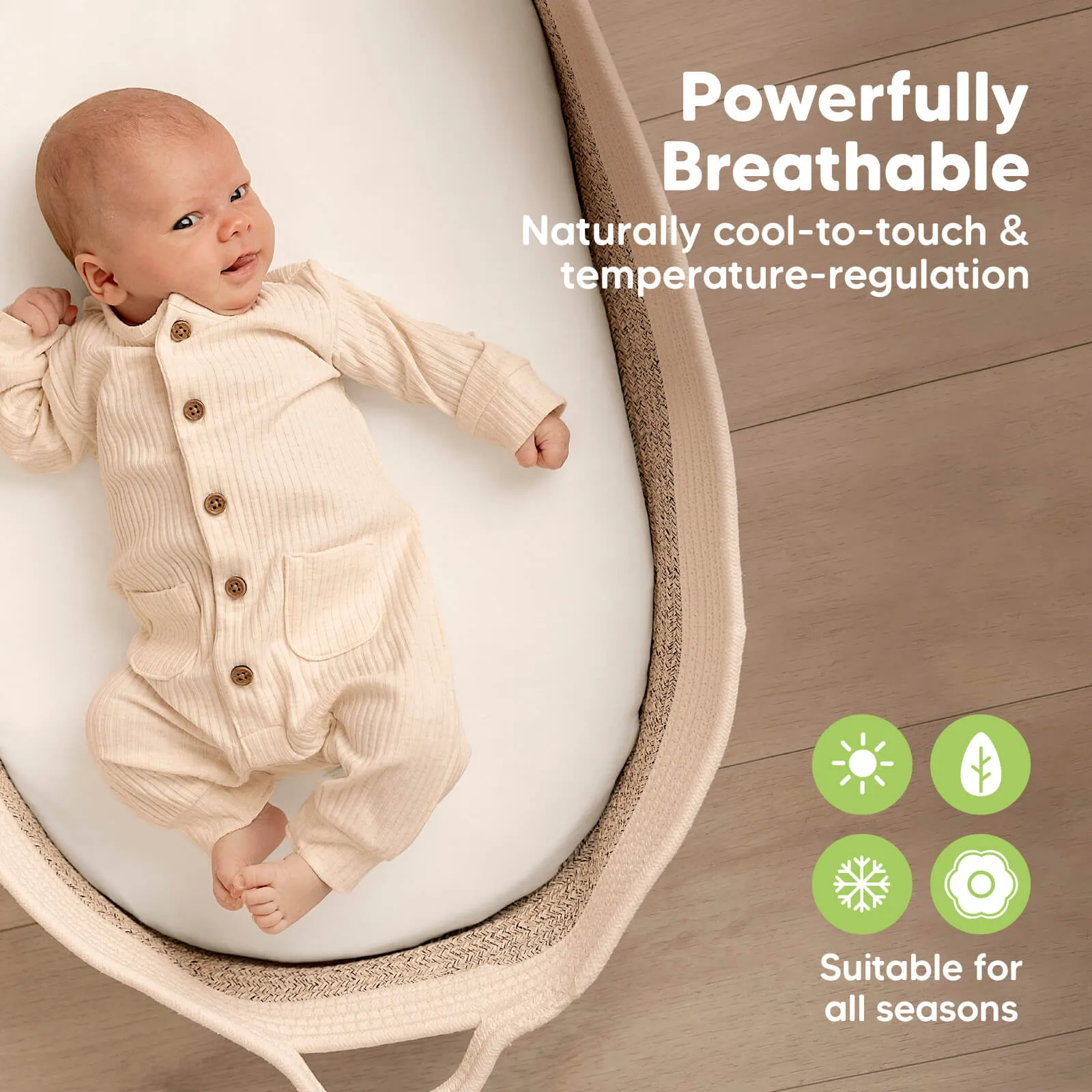 2-Pack Isla Fitted Bassinet Sheets (Soft White)