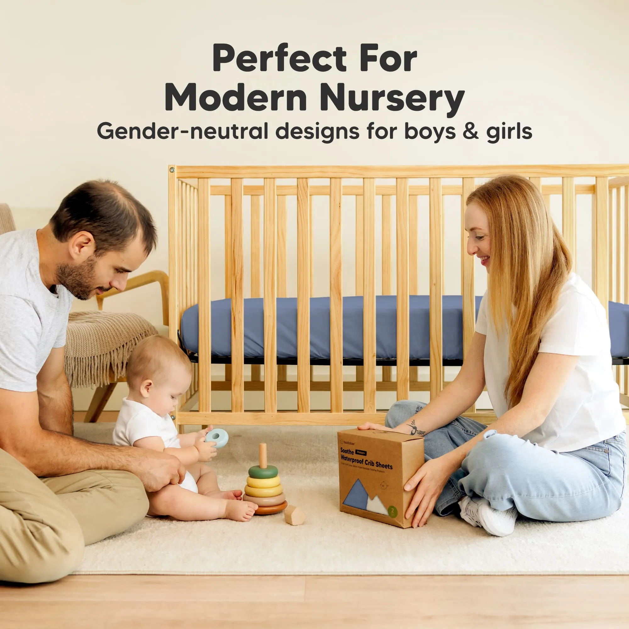 2-Pack Soothe [Protect ] Waterproof Mini Crib Sheets (Maritime)
