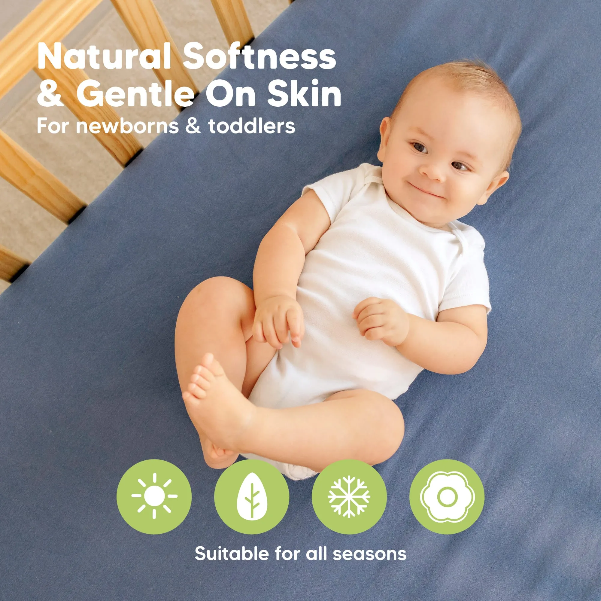 2-Pack Soothe [Protect ] Waterproof Mini Crib Sheets (Maritime)