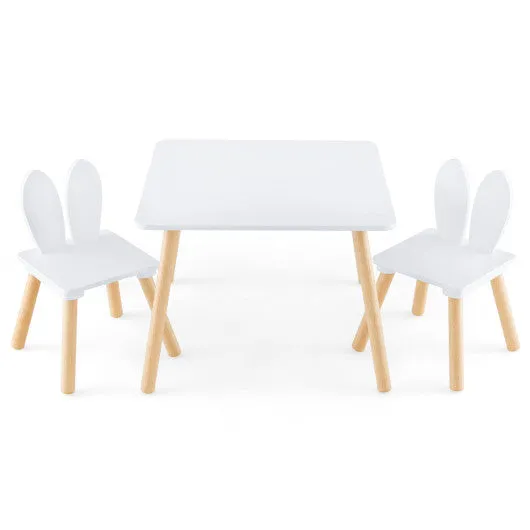 3 Pieces Kids Table and Chairs Set for Arts Crafts Snack Time-White