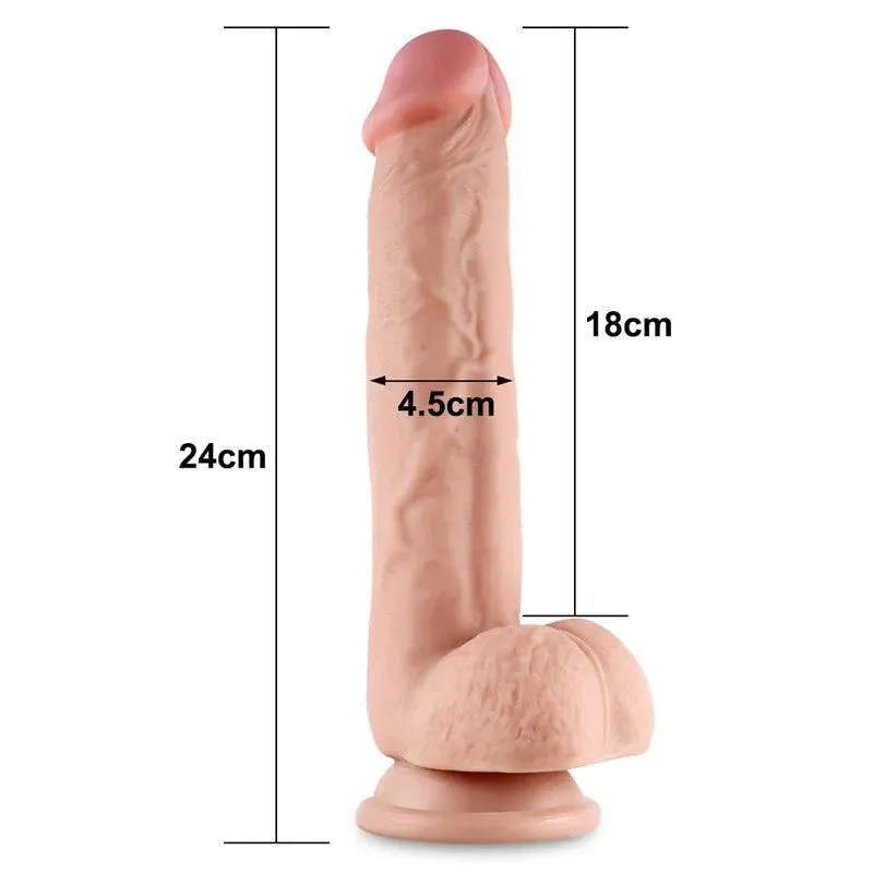 9.5 Inches Sliding Skin Dual Layer Big Dildo
