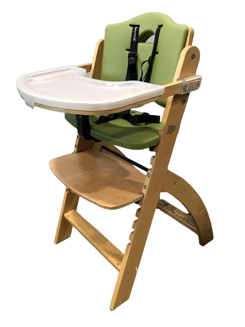 Abiie Beyond Junior Y Wooden High Chair, Natural/Green
