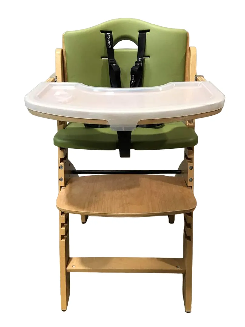 Abiie Beyond Junior Y Wooden High Chair, Natural/Green