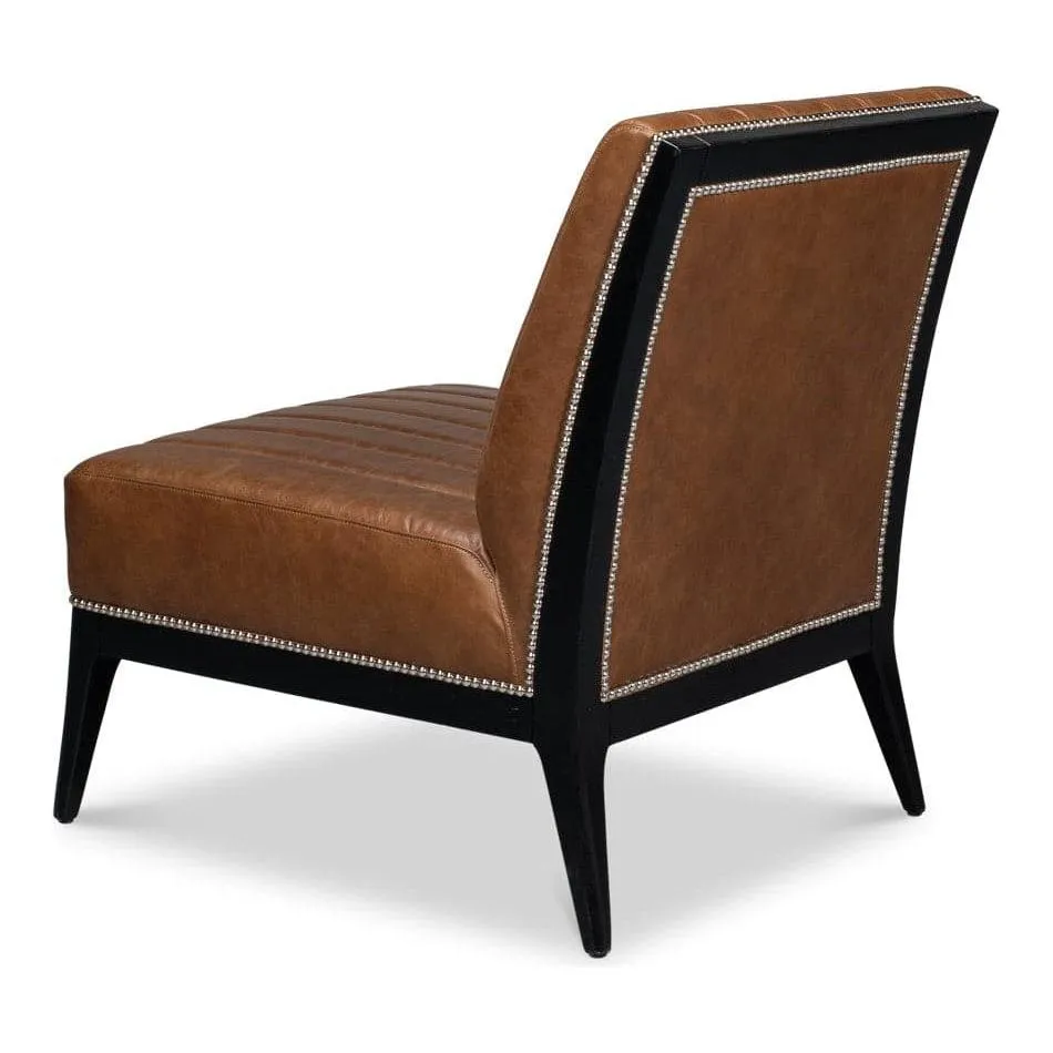 Agave Slipper Chair In Distilled Leather
