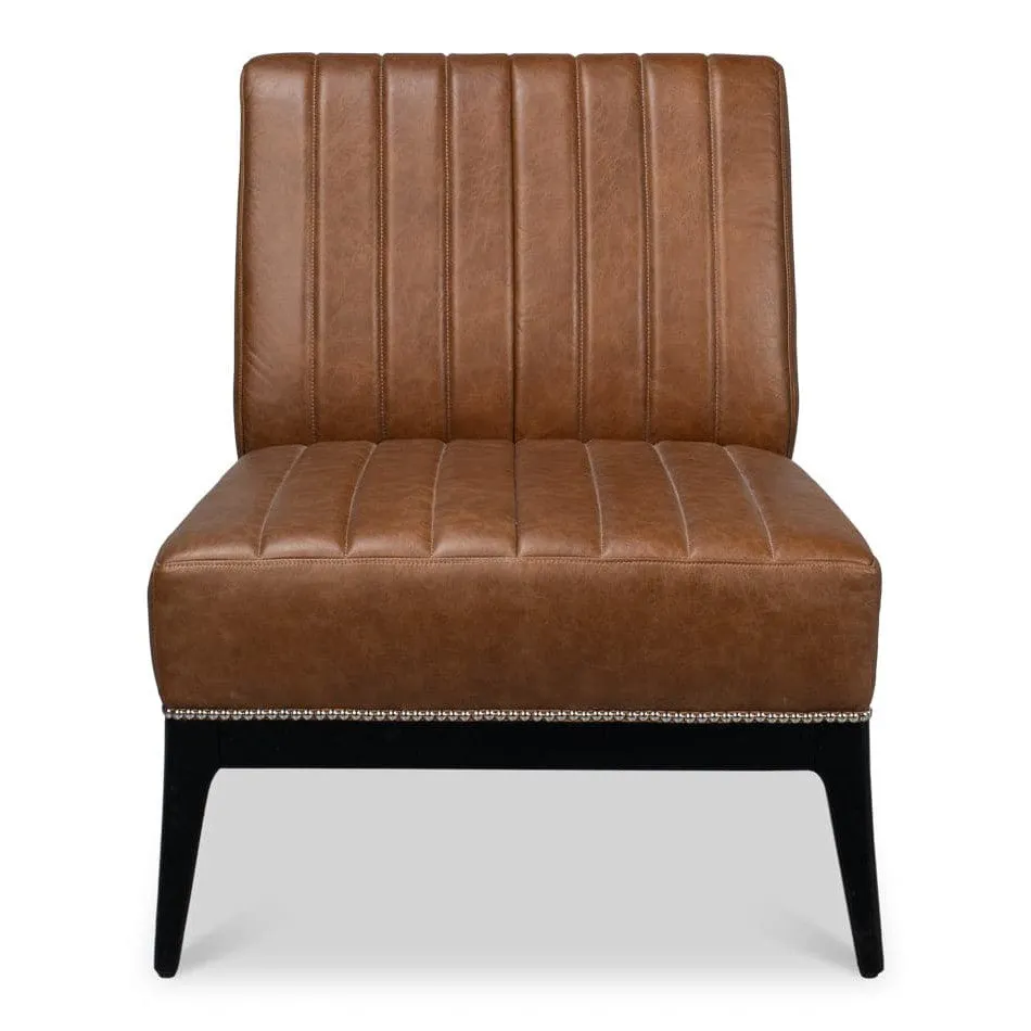 Agave Slipper Chair In Distilled Leather