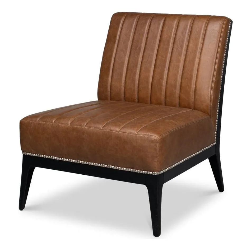 Agave Slipper Chair In Distilled Leather