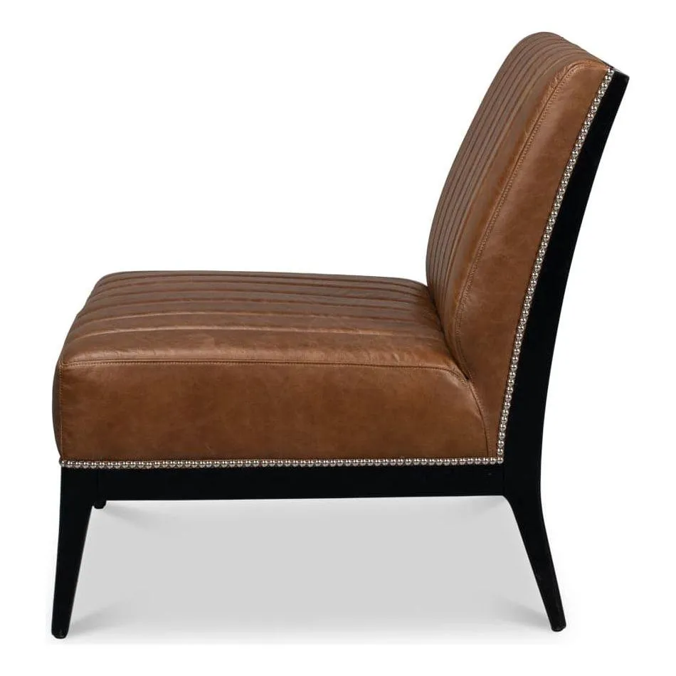 Agave Slipper Chair In Distilled Leather