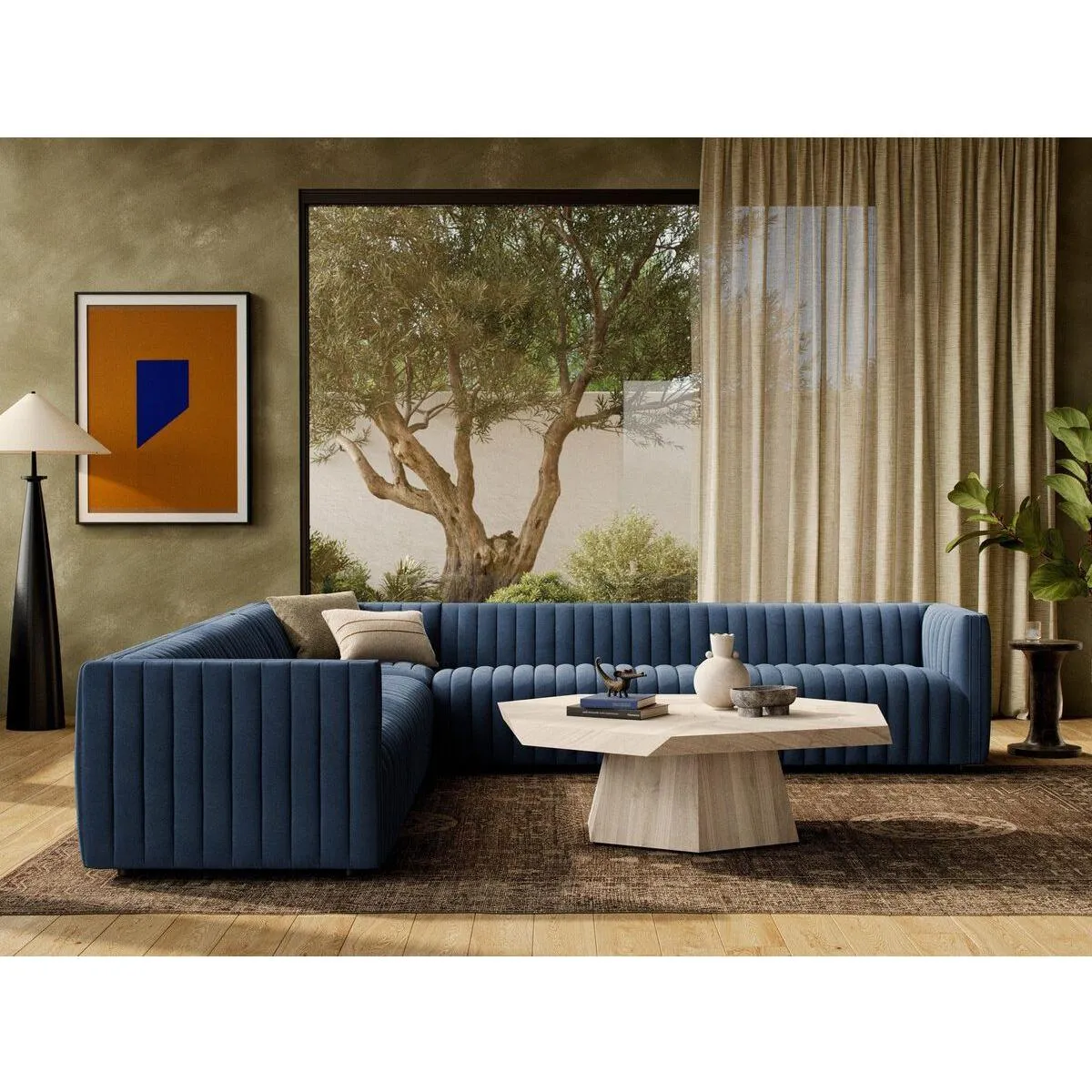 Alexander 3-Piece Corner Sectional - Sapphire Navy - 126"