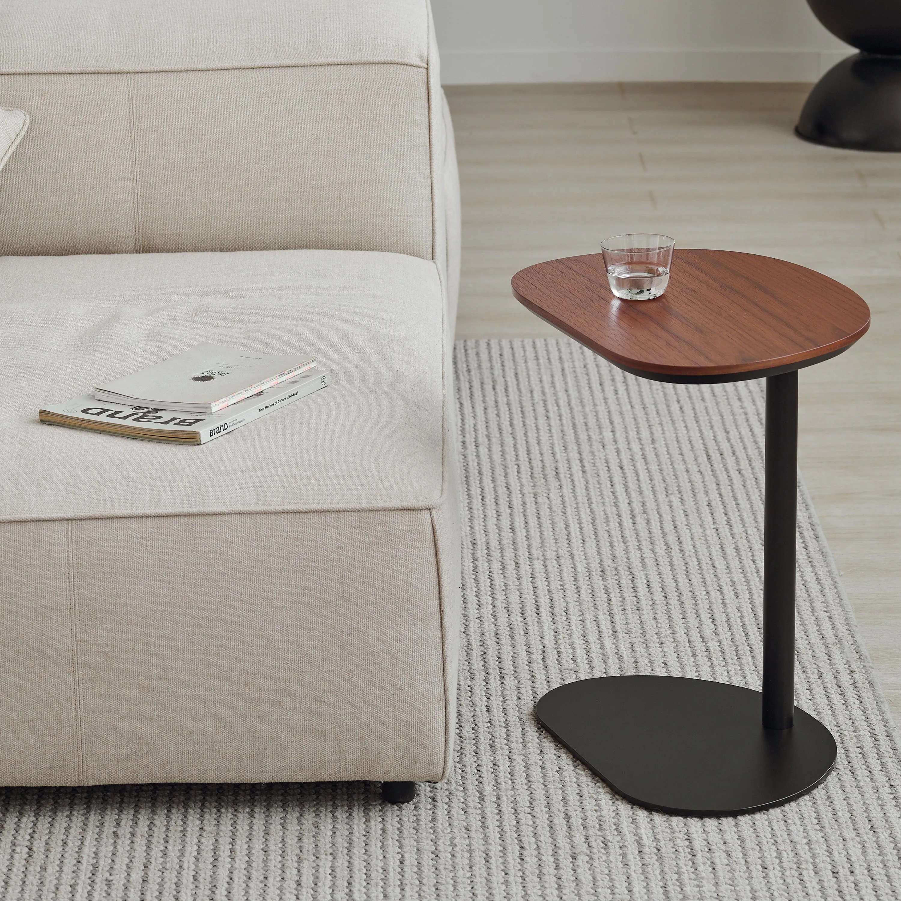 Almond Side Table - Walnut / Black