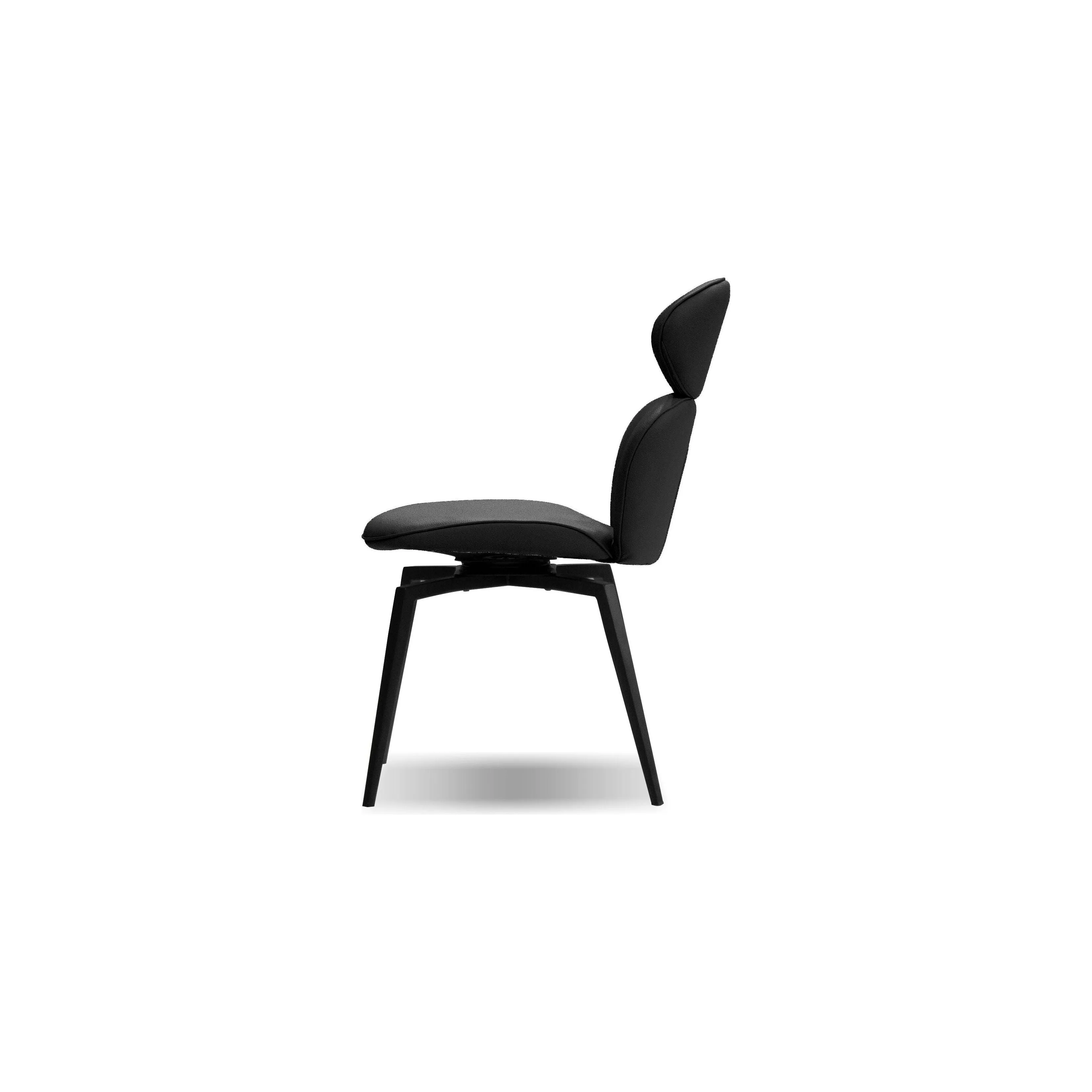 Antler Swivel Dining Chair Slate Grey Leatherette Black Powder Coated Steel Base