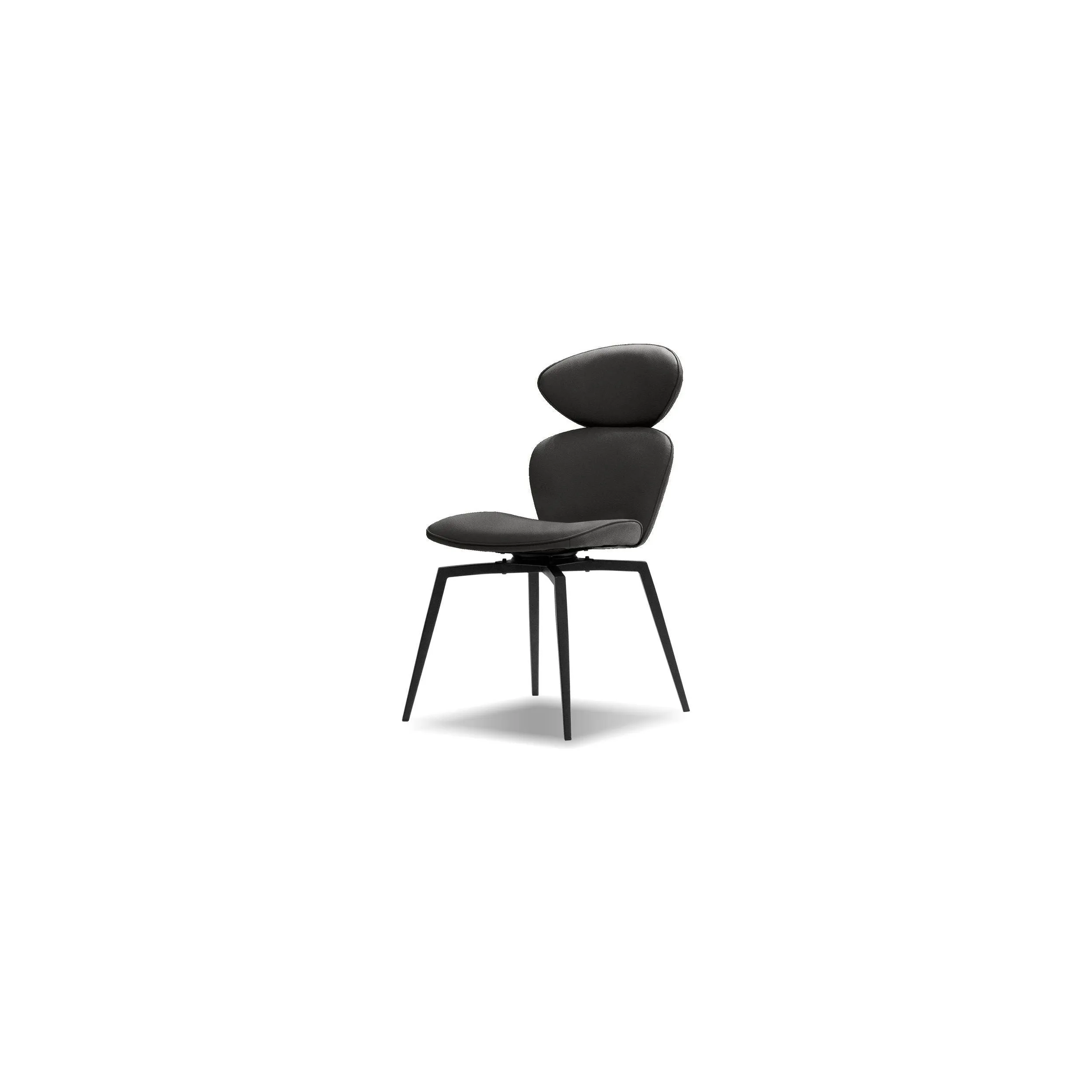 Antler Swivel Dining Chair Slate Grey Leatherette Black Powder Coated Steel Base