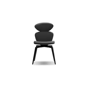 Antler Swivel Dining Chair Slate Grey Leatherette Black Powder Coated Steel Base