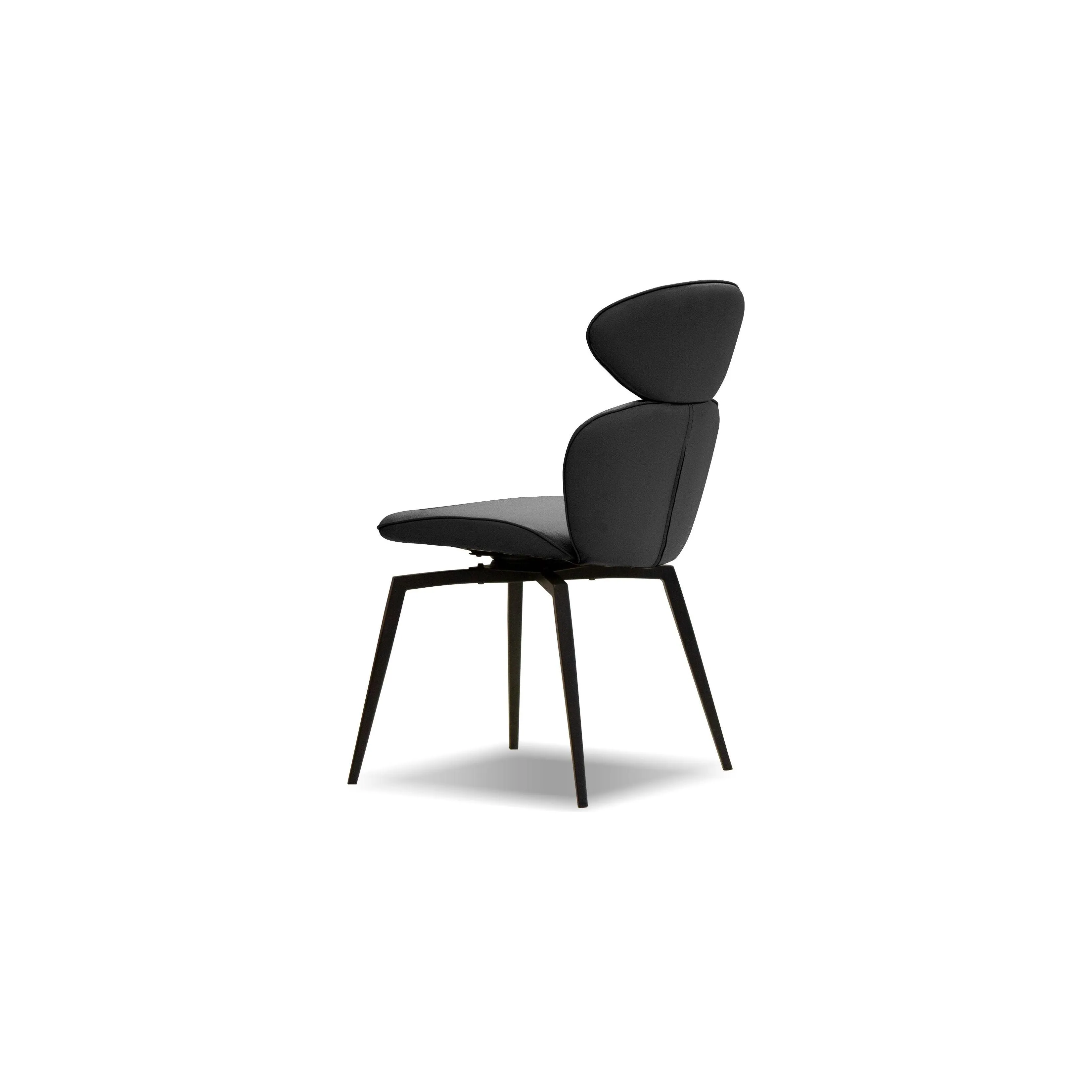 Antler Swivel Dining Chair Slate Grey Leatherette Black Powder Coated Steel Base