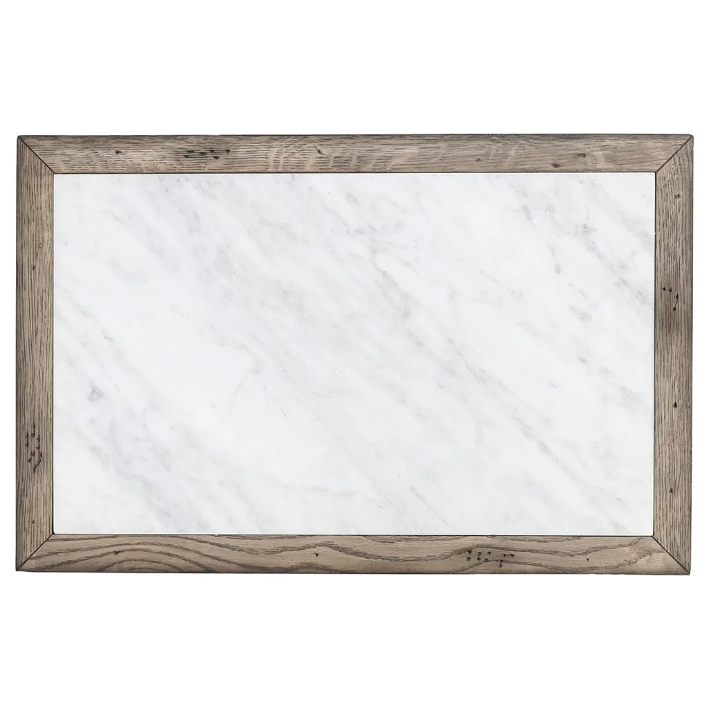 Arcadian Rectangular End Table - Burnished Oak - White Oak Solids & Carrara Marble