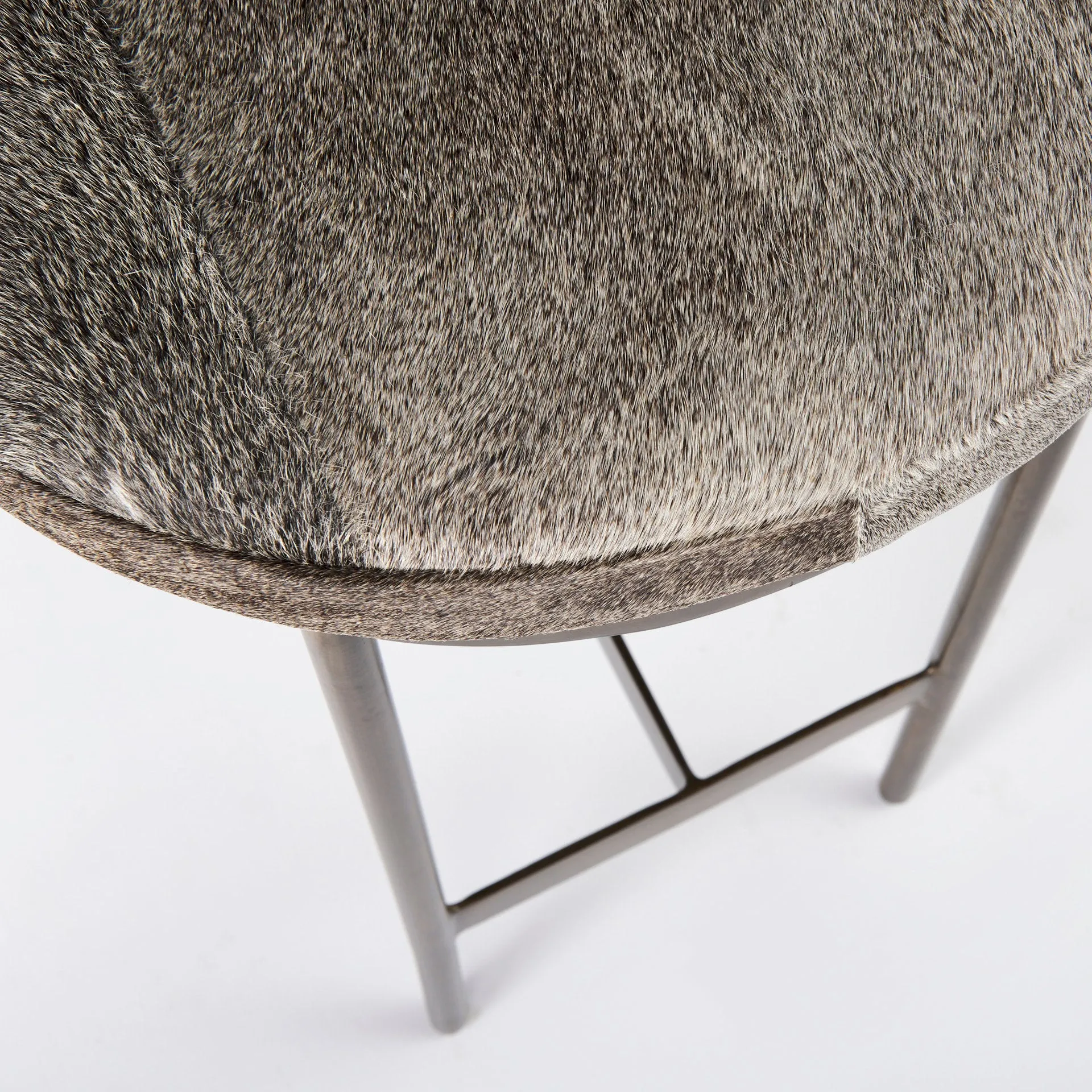 Arjun Gray Hair-On-Hide | Gold Metal | Counter Stool