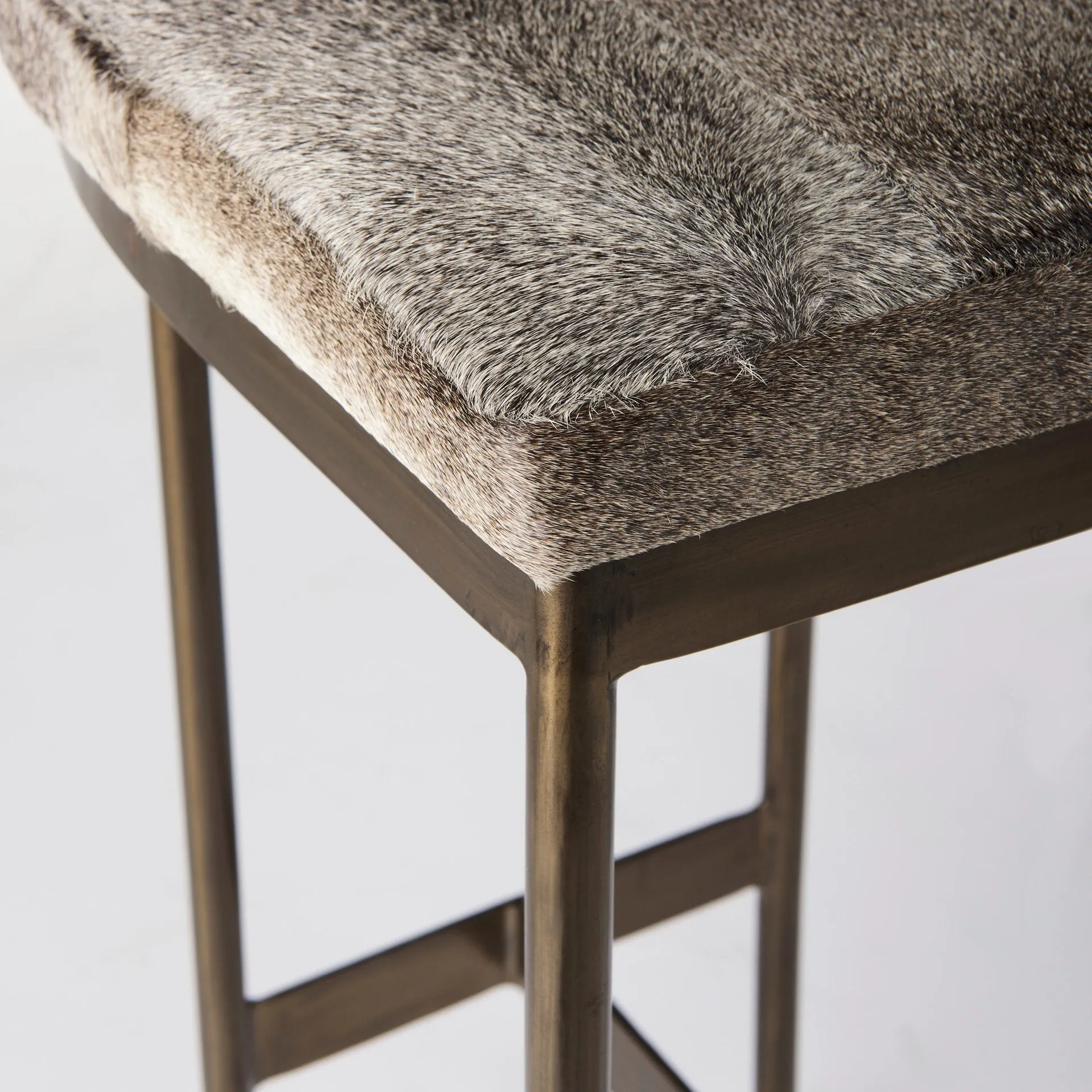 Arjun Gray Hair-On-Hide | Gold Metal | Counter Stool