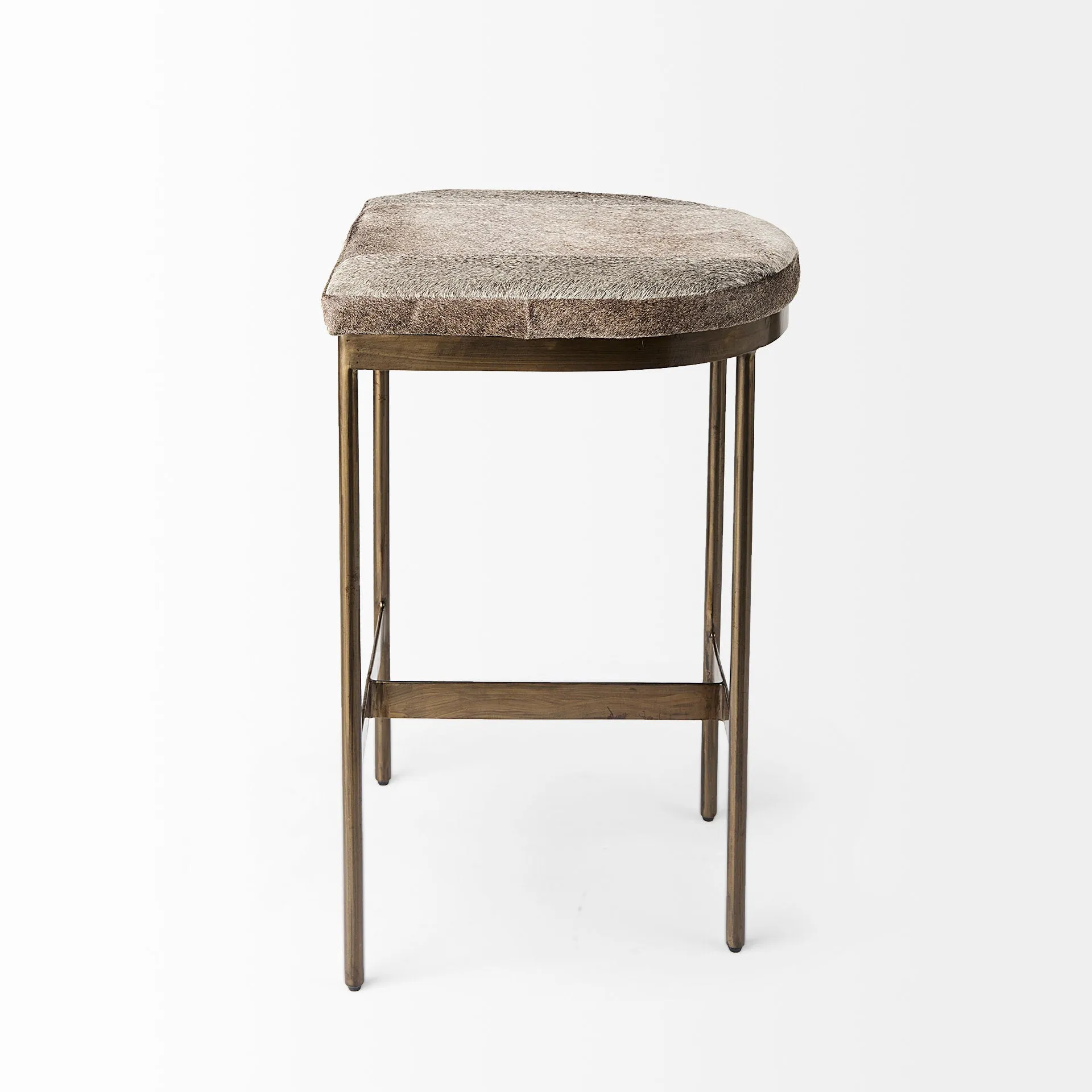 Arjun Gray Hair-On-Hide | Gold Metal | Counter Stool