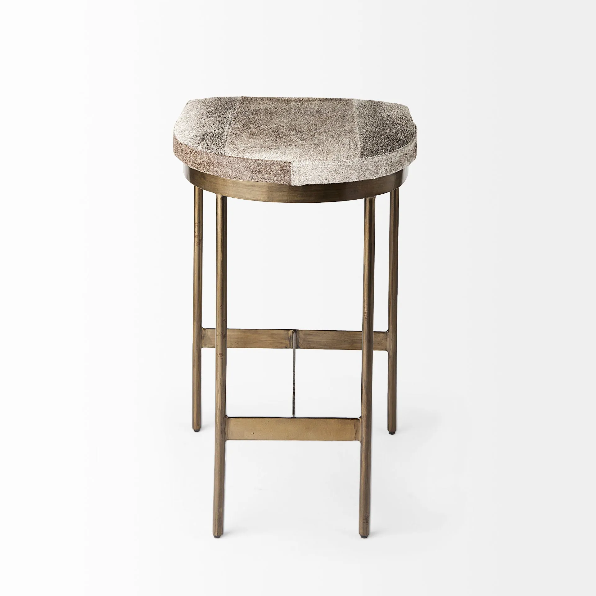 Arjun Gray Hair-On-Hide | Gold Metal | Counter Stool