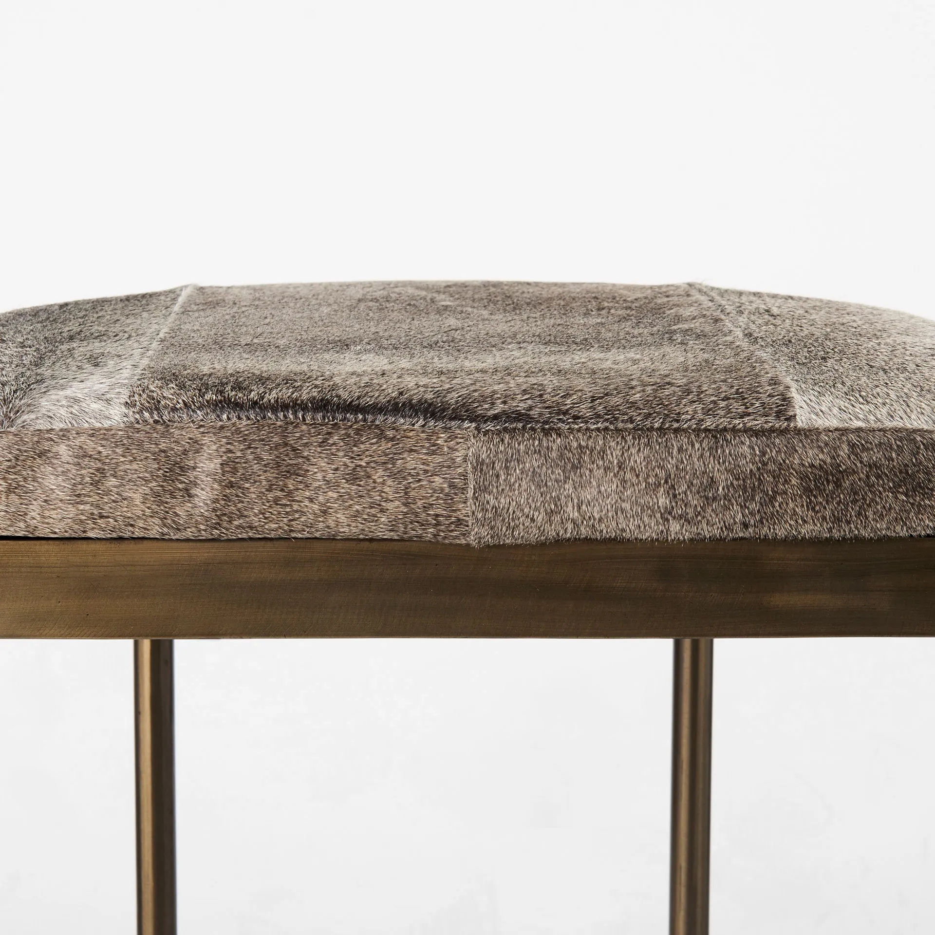 Arjun Gray Hair-On-Hide | Gold Metal | Counter Stool