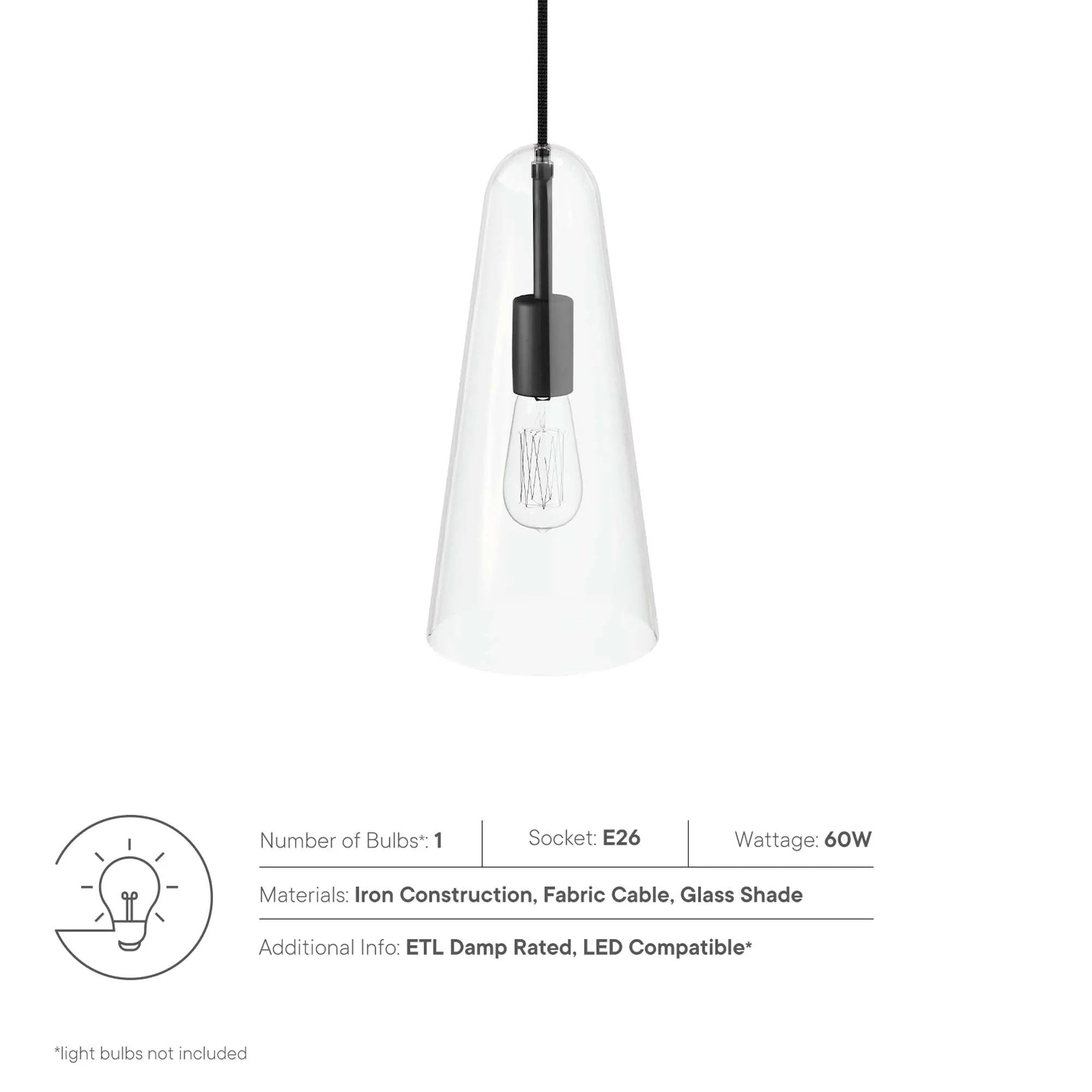 Beacon 1-Light Pendant Light by Modway