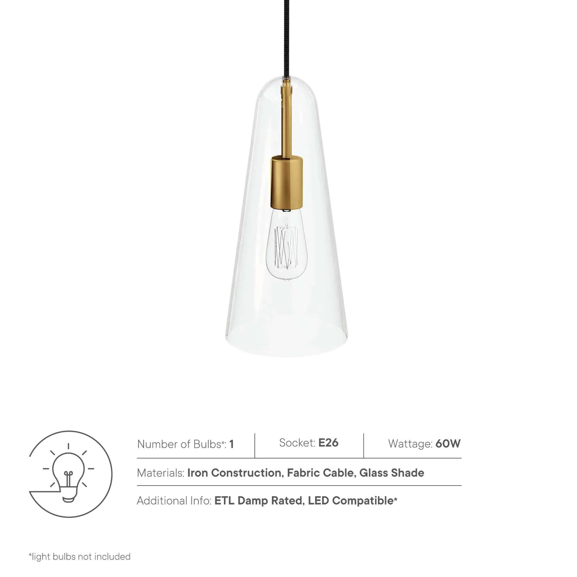 Beacon 1-Light Pendant Light by Modway