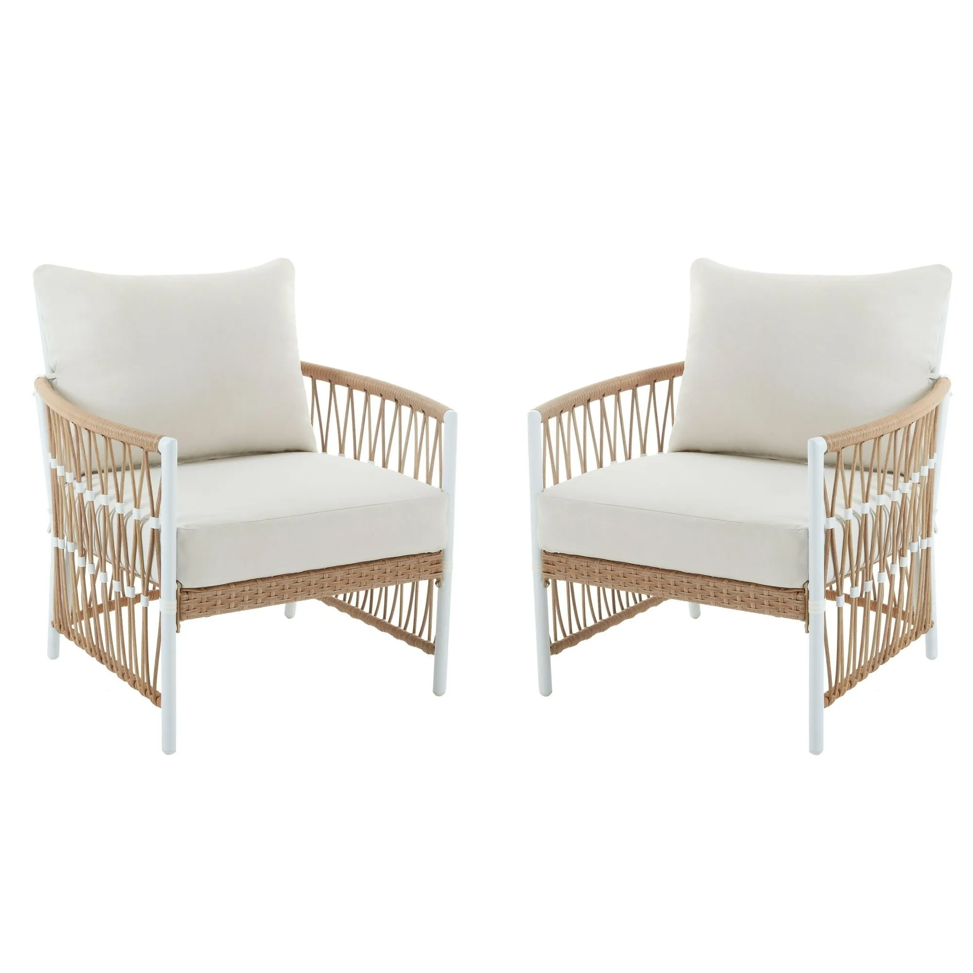 Better Homes & Gardens BHS436225828009 Lilah 2-Pack Outdoor Wicker Lounge Chair, White