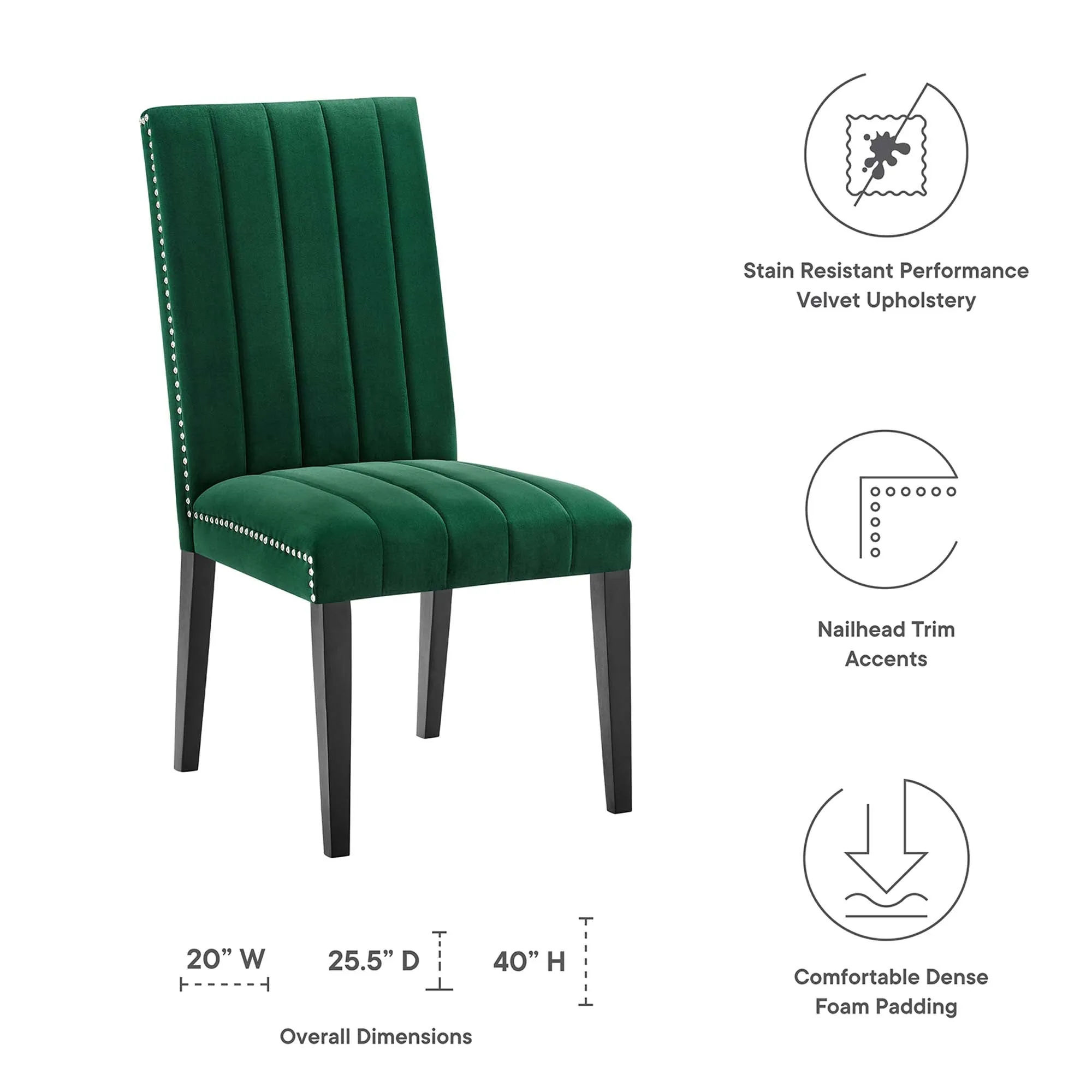 Catalyst Performance Velvet Dining Side Chairs - Set of 2 by Modway