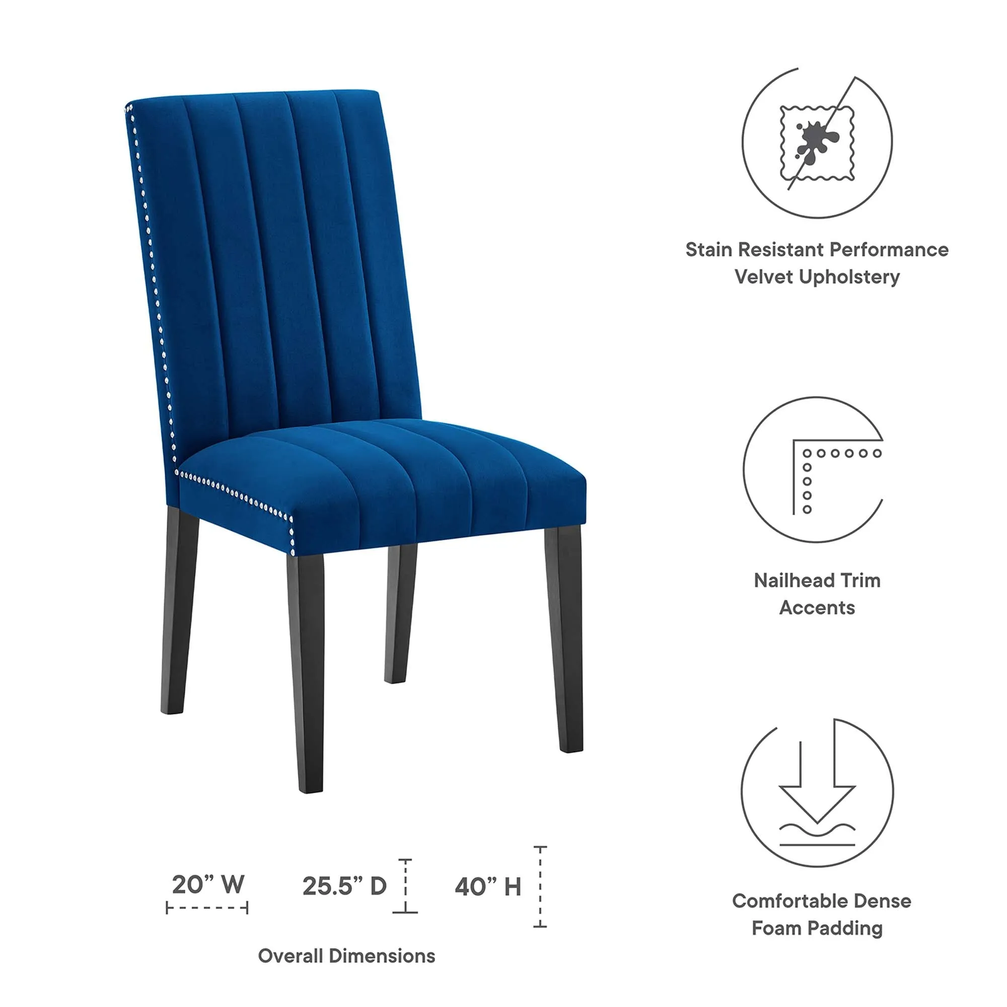 Catalyst Performance Velvet Dining Side Chairs - Set of 2 by Modway