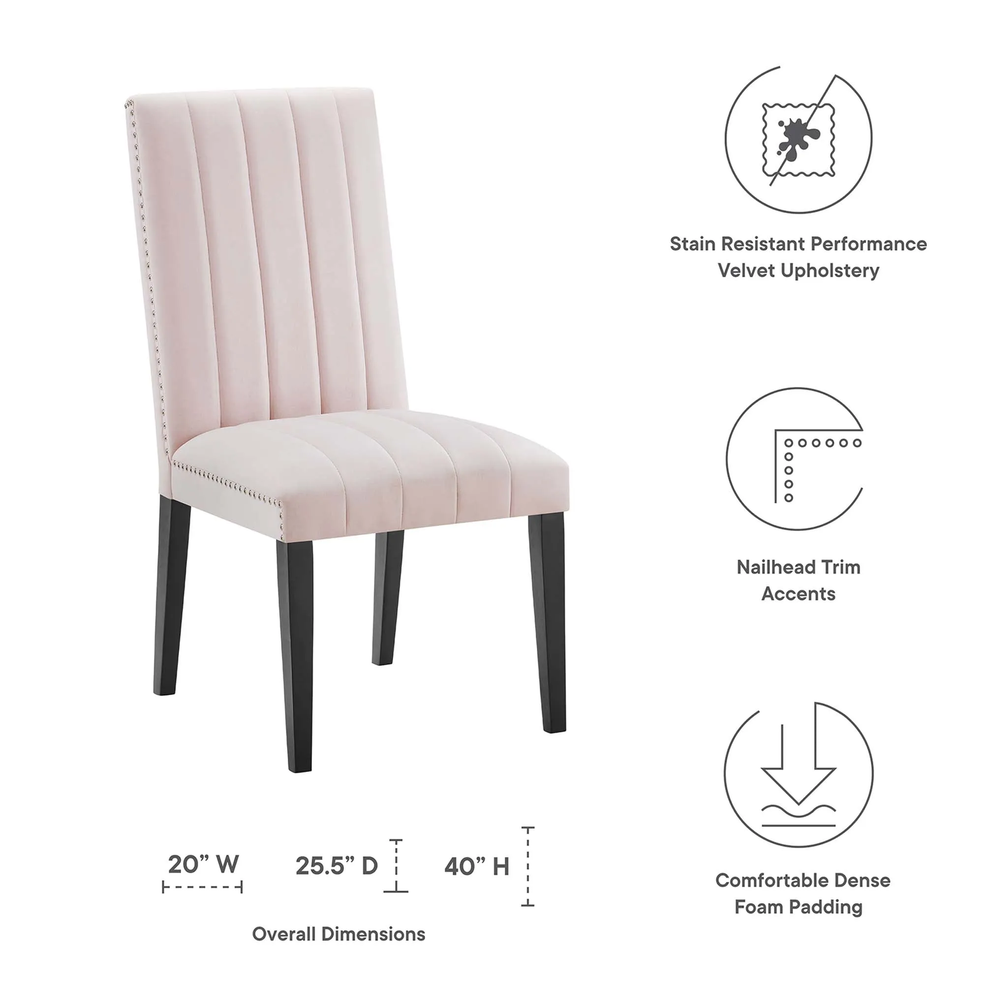 Catalyst Performance Velvet Dining Side Chairs - Set of 2 by Modway