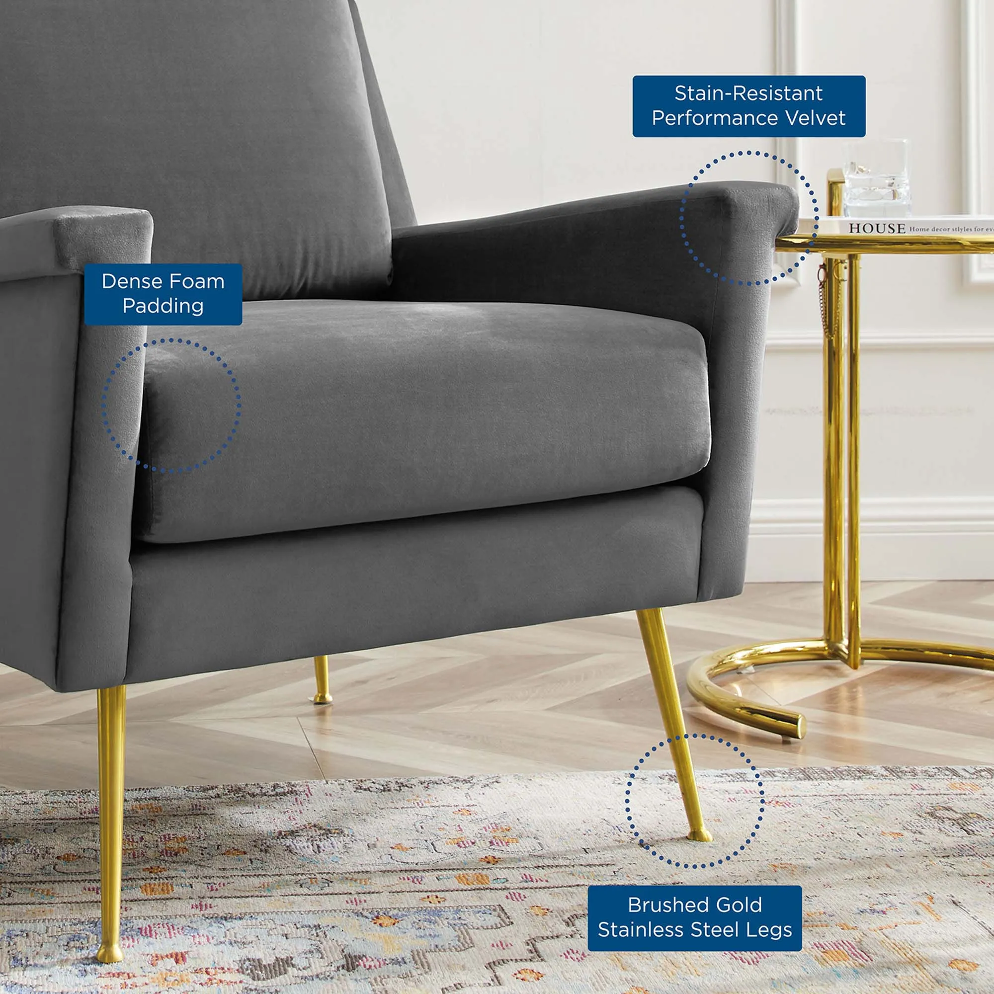Chesapeake Performance Velvet Armchair by Modway
