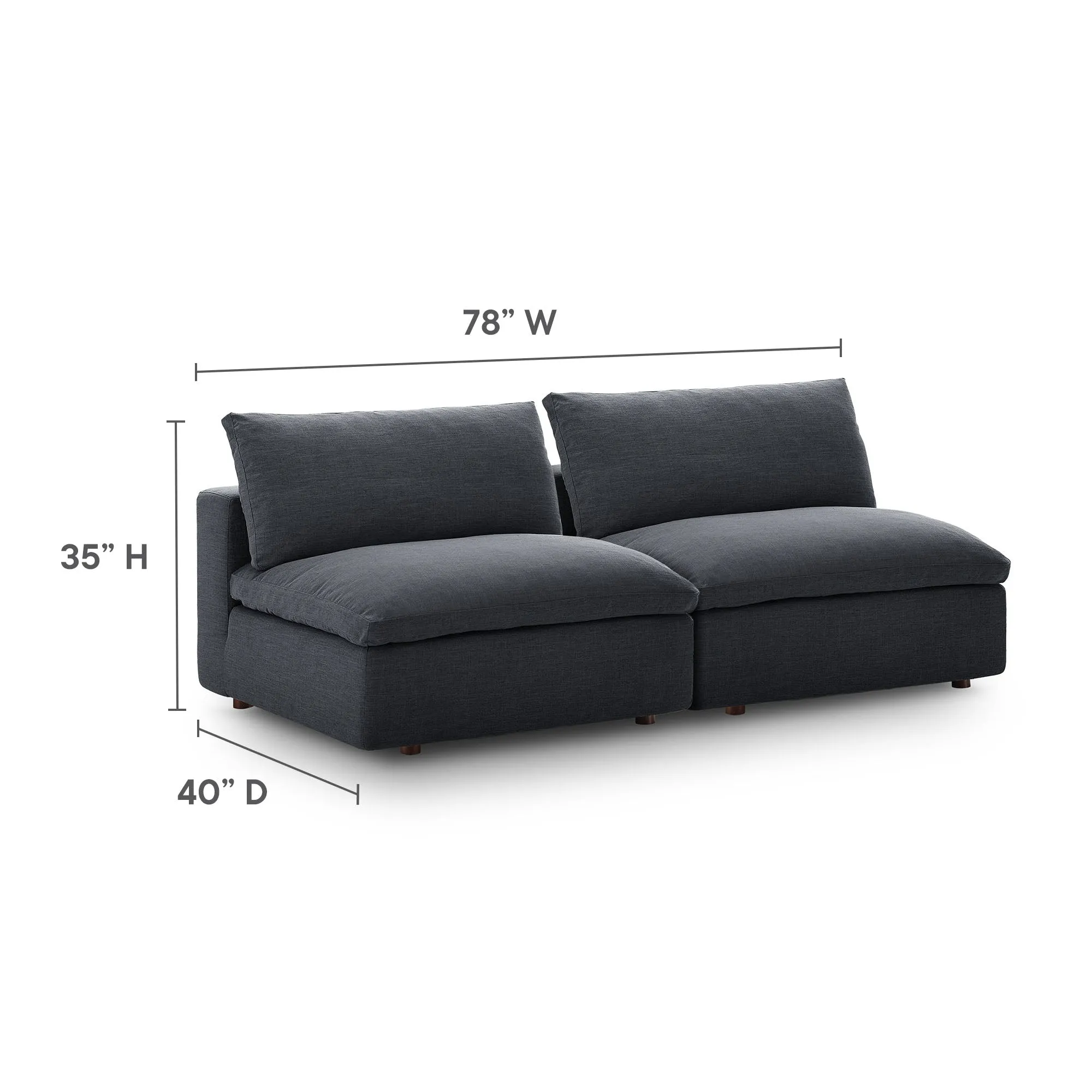 Commix Down Filled Overstuffed 2-Piece Armless Sectional Loveseat by Modway