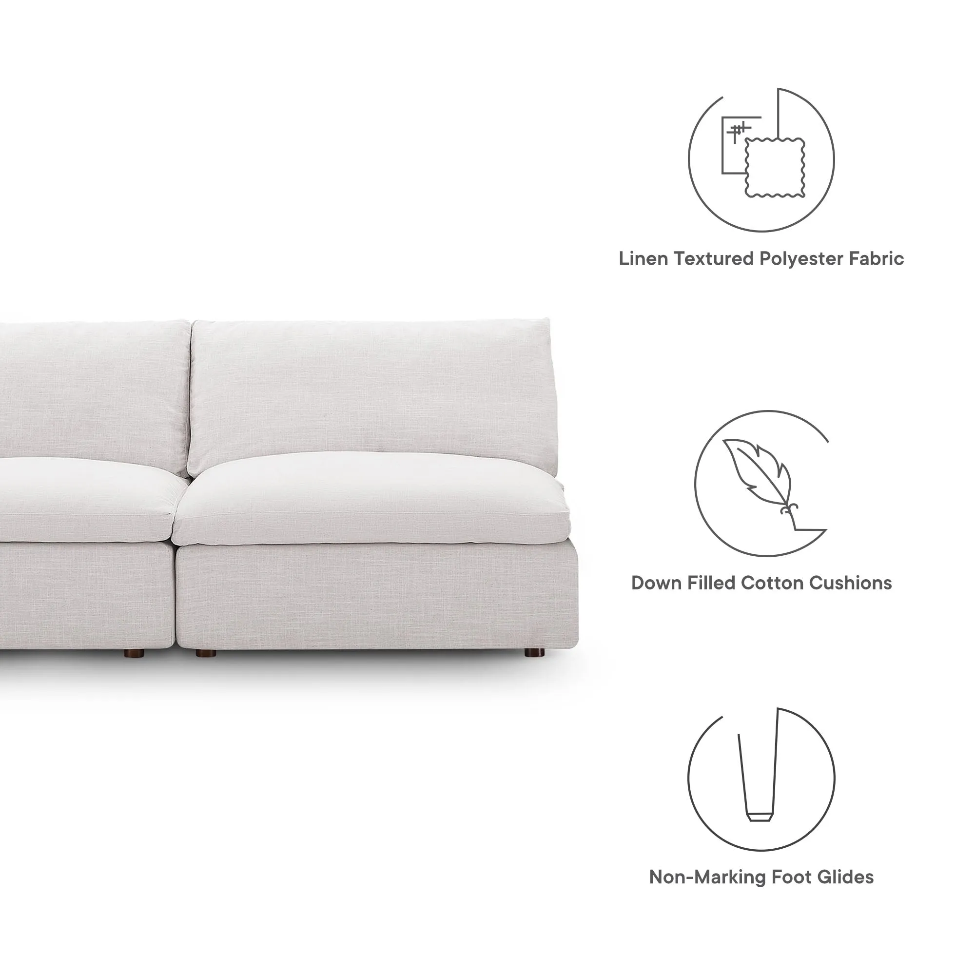 Commix Down Filled Overstuffed 2-Piece Armless Sectional Loveseat by Modway