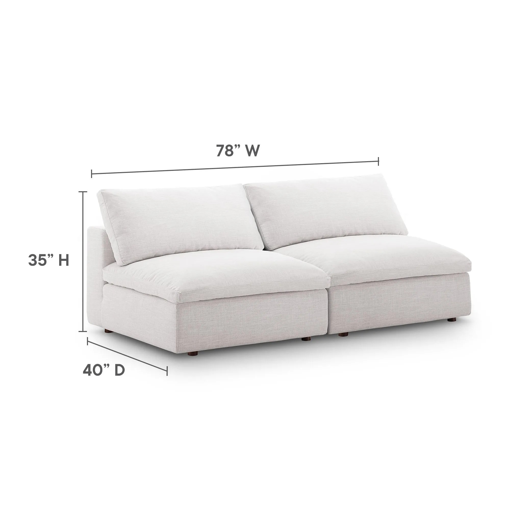 Commix Down Filled Overstuffed 2-Piece Armless Sectional Loveseat by Modway