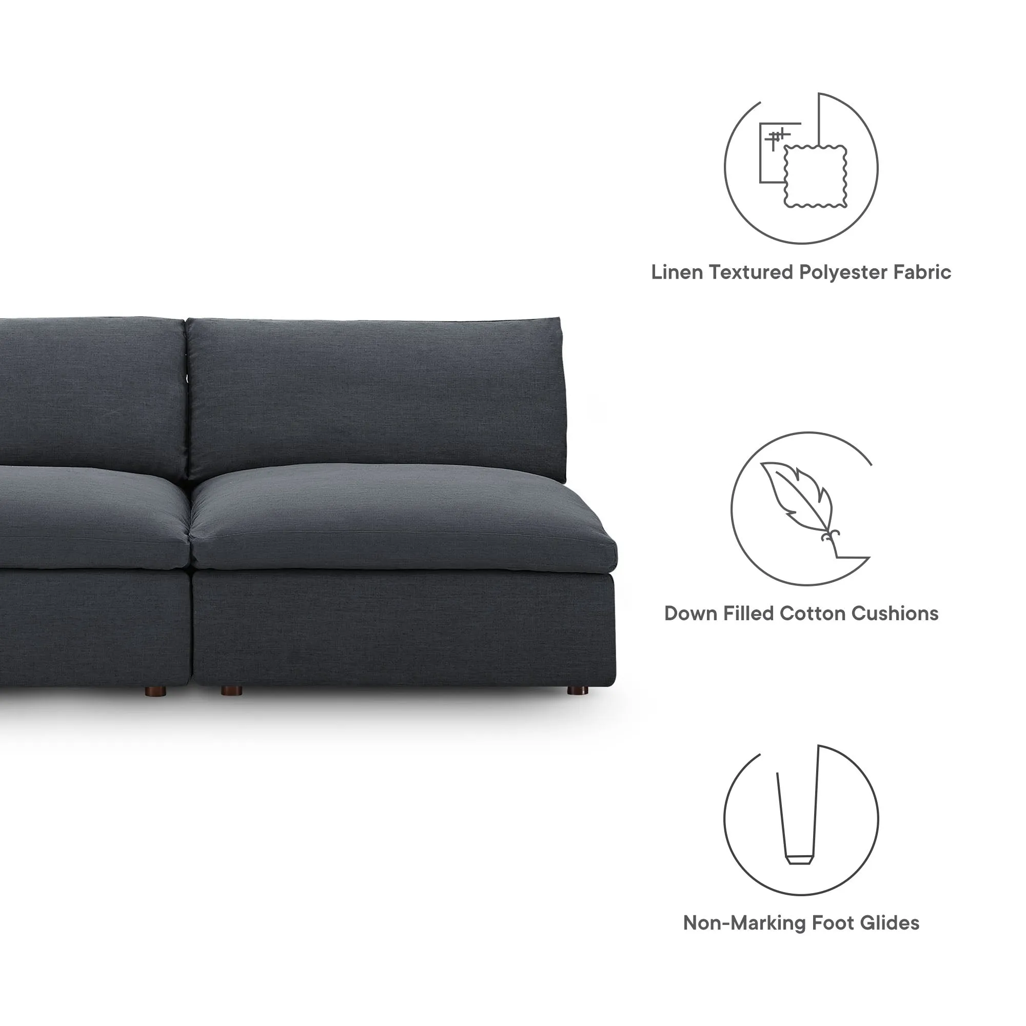 Commix Down Filled Overstuffed 2-Piece Armless Sectional Loveseat by Modway
