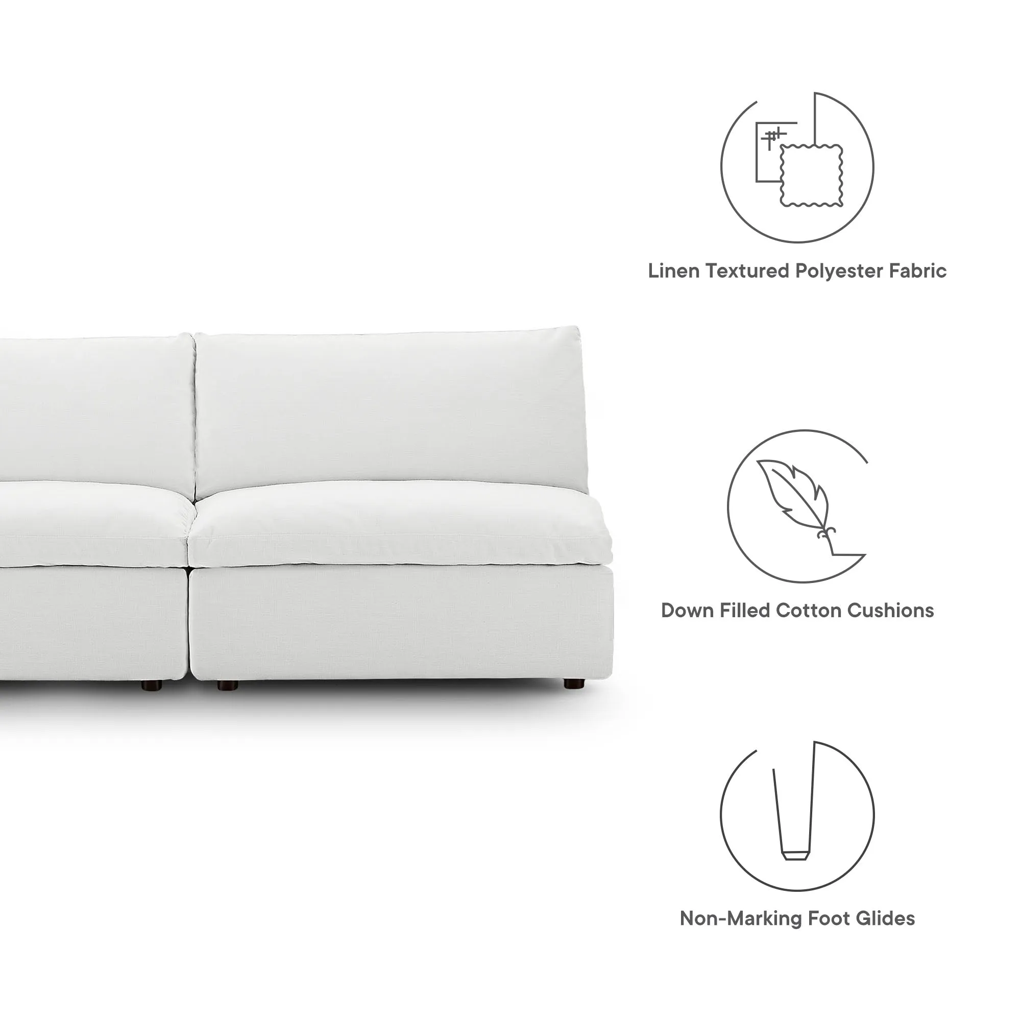 Commix Down Filled Overstuffed 2-Piece Armless Sectional Loveseat by Modway