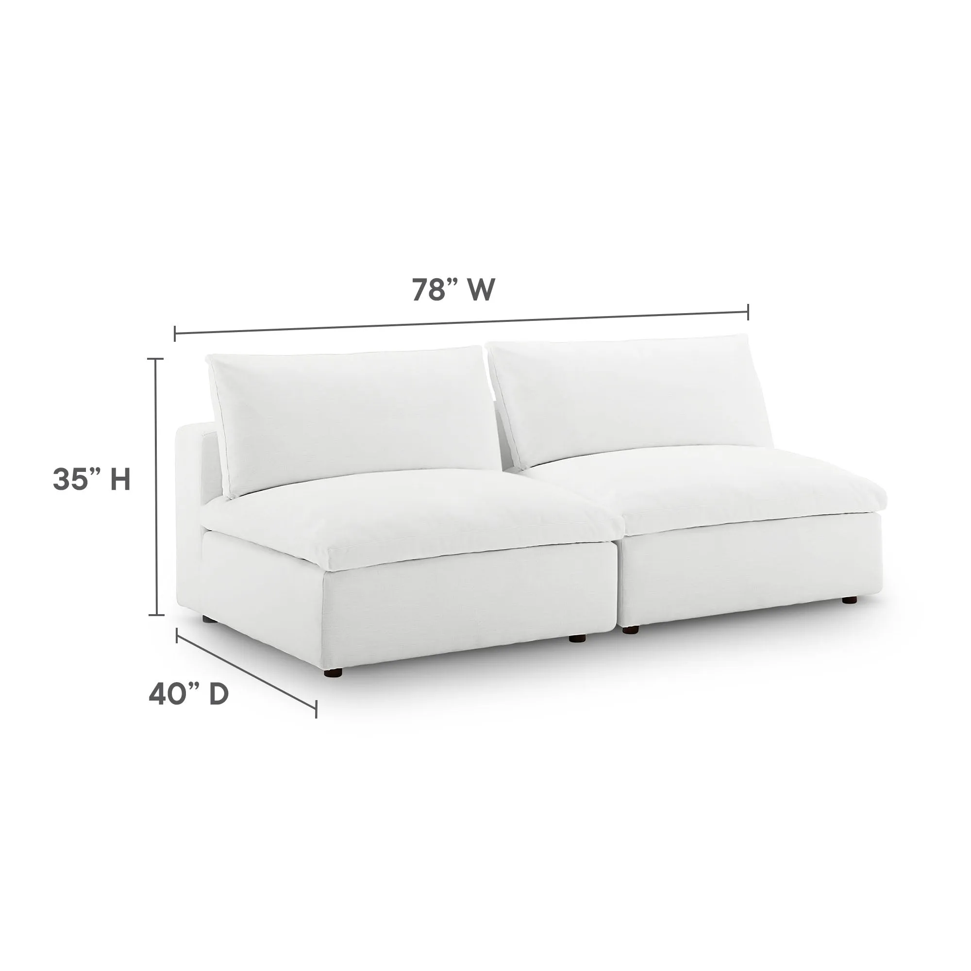 Commix Down Filled Overstuffed 2-Piece Armless Sectional Loveseat by Modway