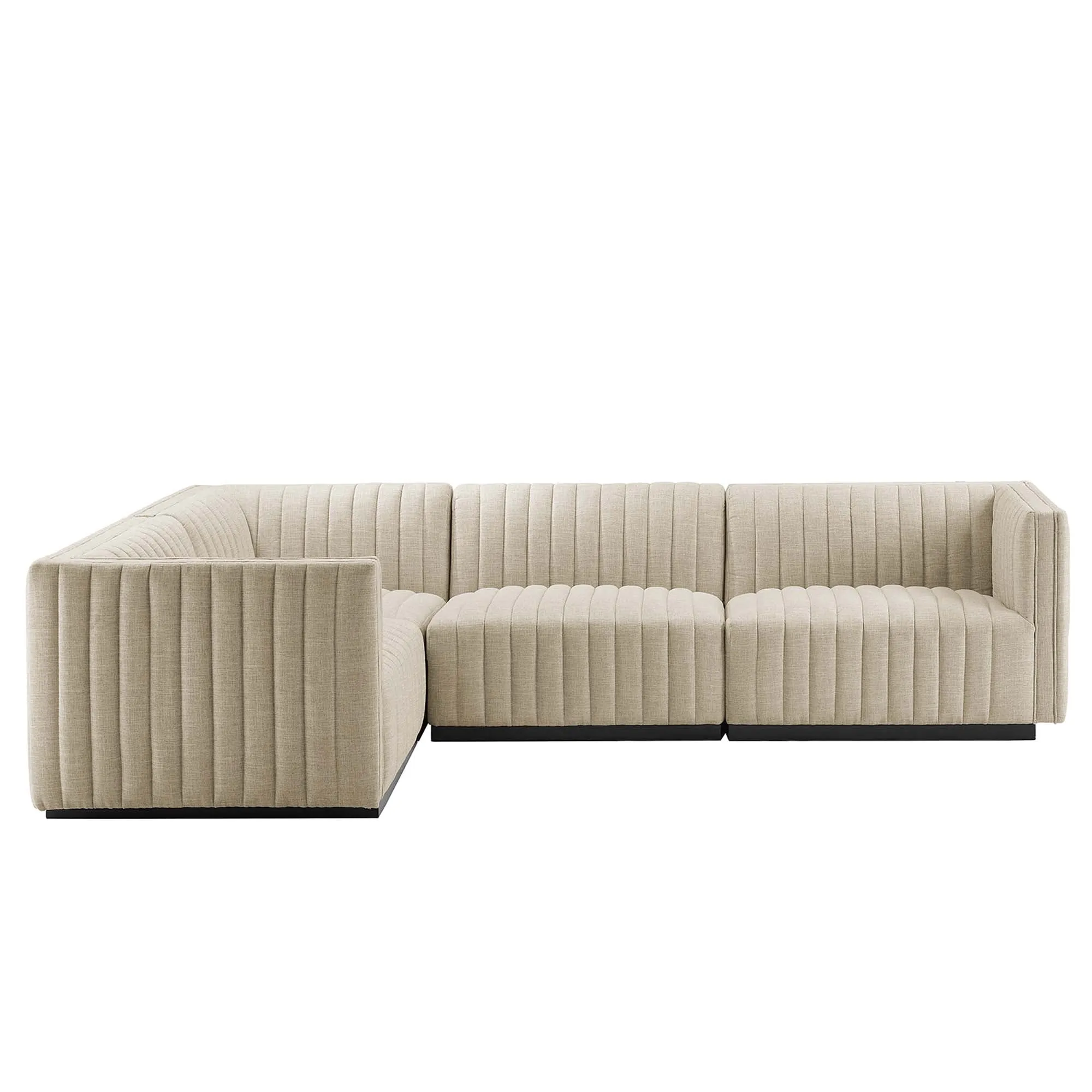 Conjure 4-Piece Channel Tufted Upholstered Fabric L-Shaped Sectional by Modway