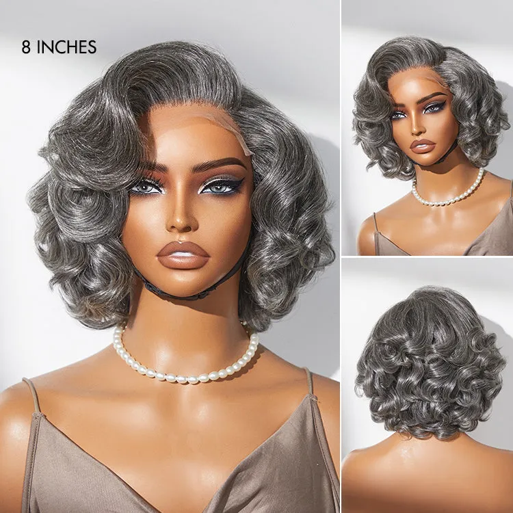 Crazy Wednesday | Mature Boss Salt and Pepper Bouncy Egg Curls Glueless Minimalist HD Lace Grey Wig