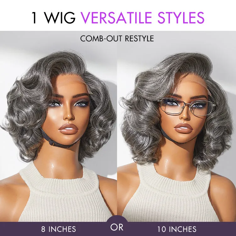 Crazy Wednesday | Mature Boss Salt and Pepper Bouncy Egg Curls Glueless Minimalist HD Lace Grey Wig
