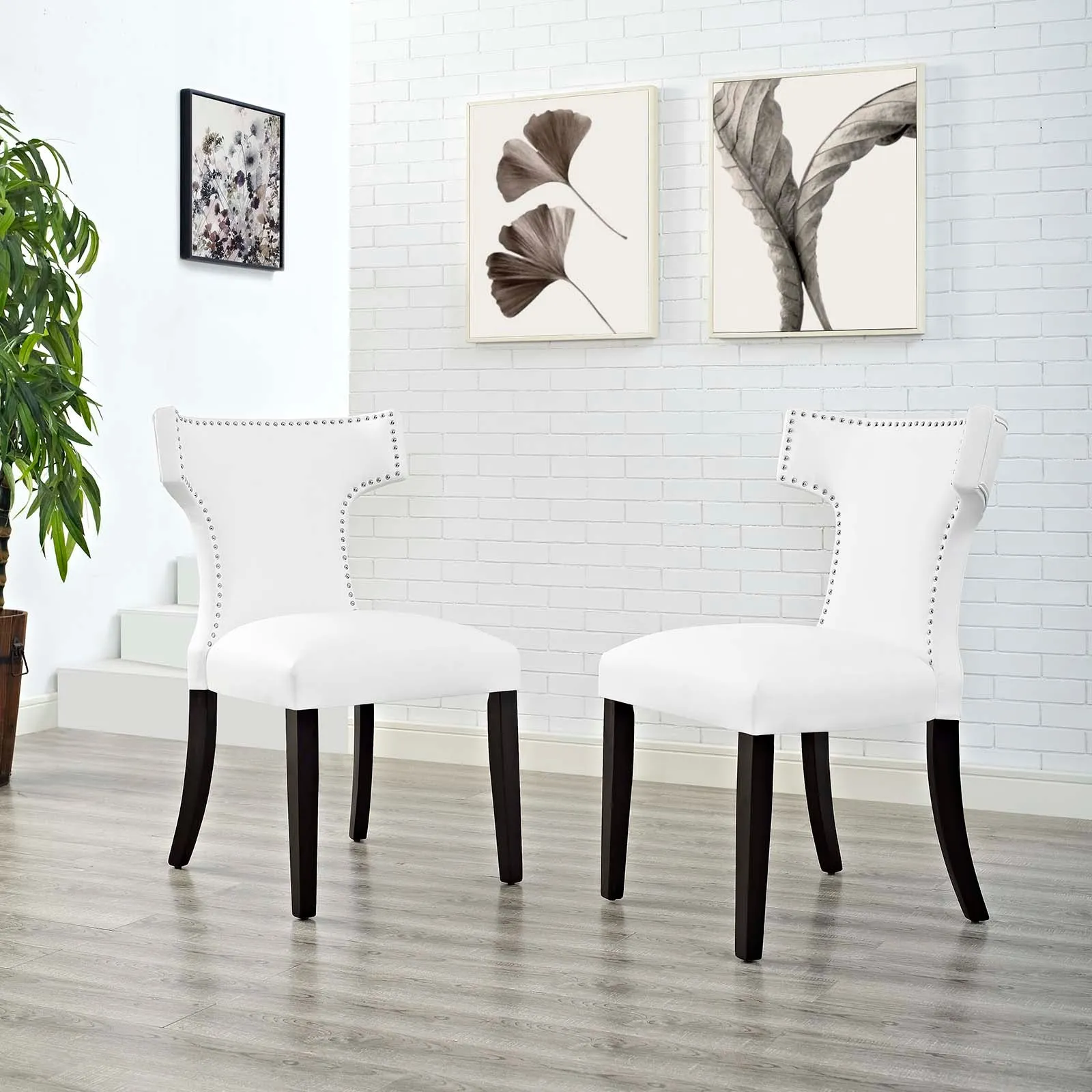 Curve Dining Side Chair Vinyl Set of 2 by Modway