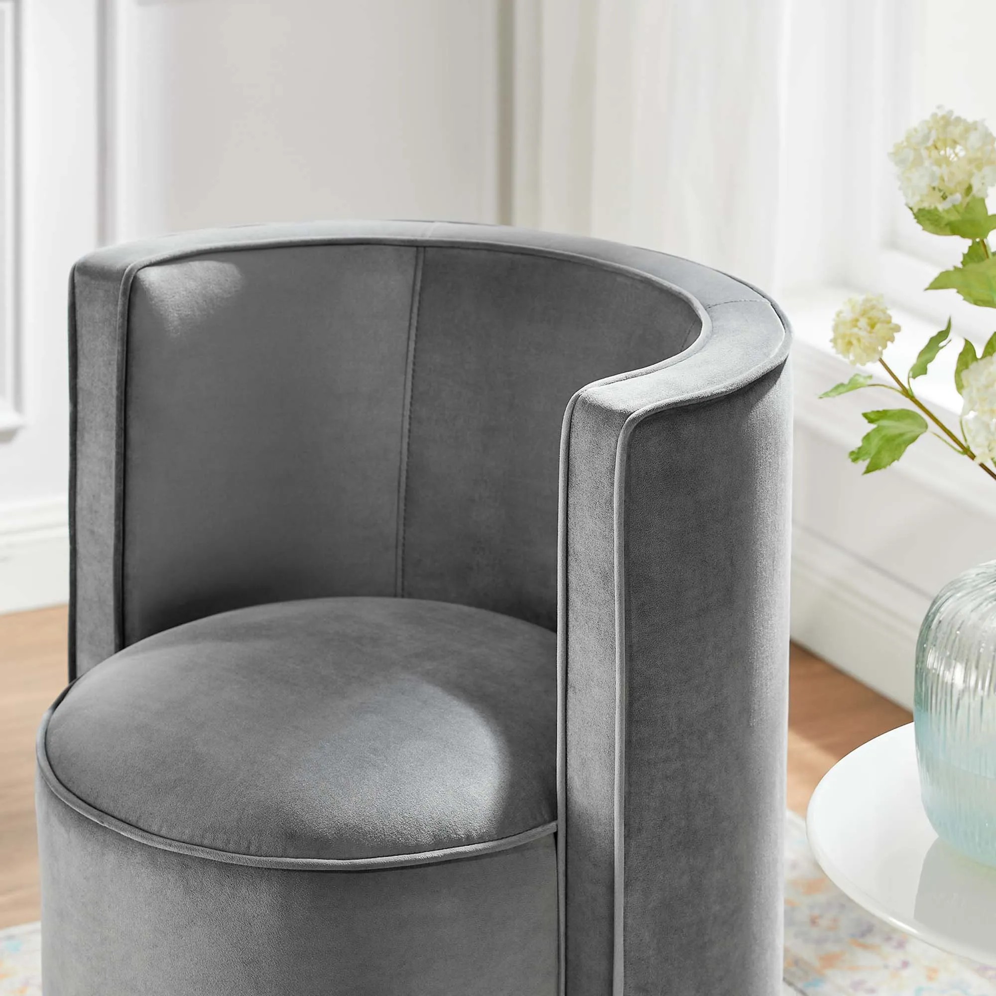 Della Performance Velvet Fabric Swivel Chair by Modway