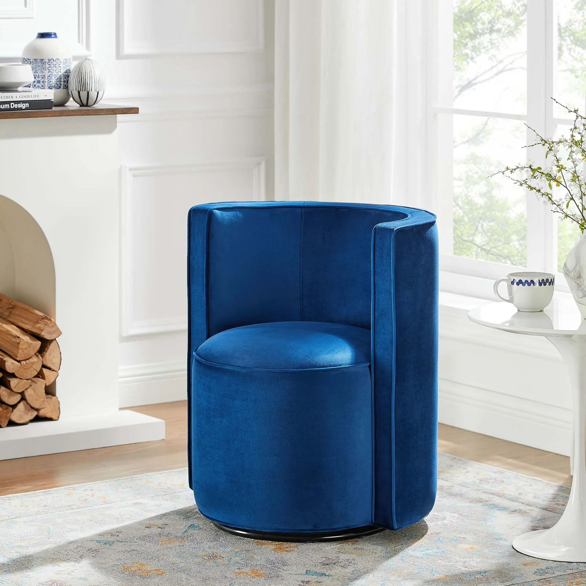 Della Performance Velvet Fabric Swivel Chair by Modway