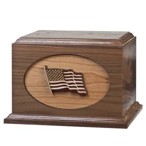 Dimension American Flag Wood Urn