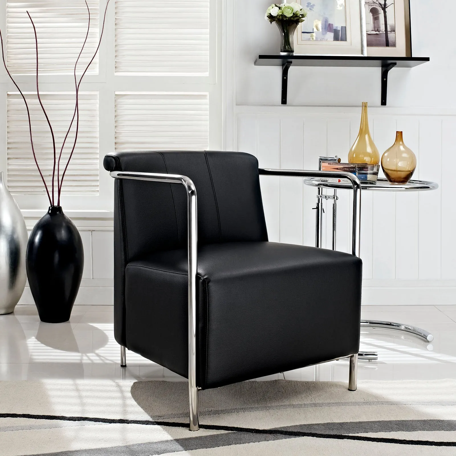 Ebb Upholstered Vinyl Lounge Chair by Modway