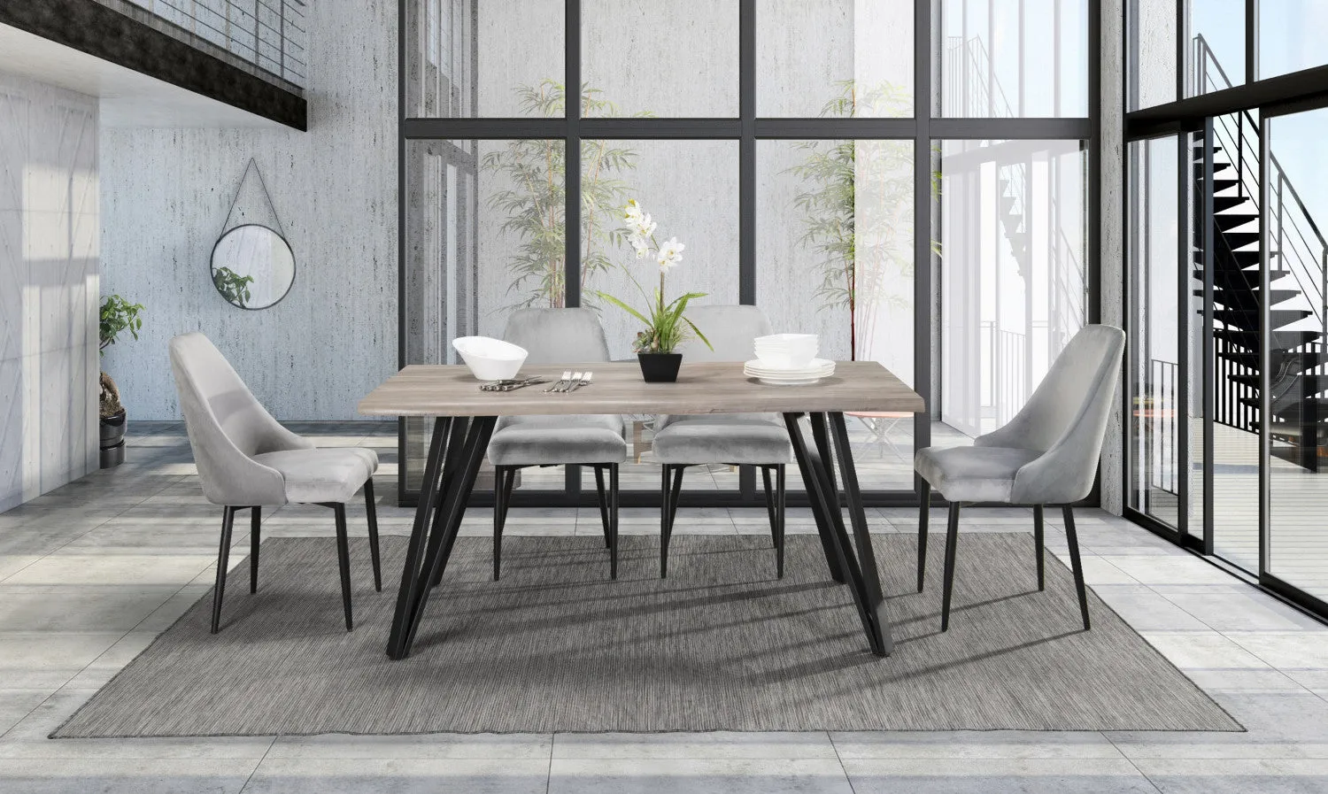 Eugenie Velvet Dining Chair - Grey - Set of Two