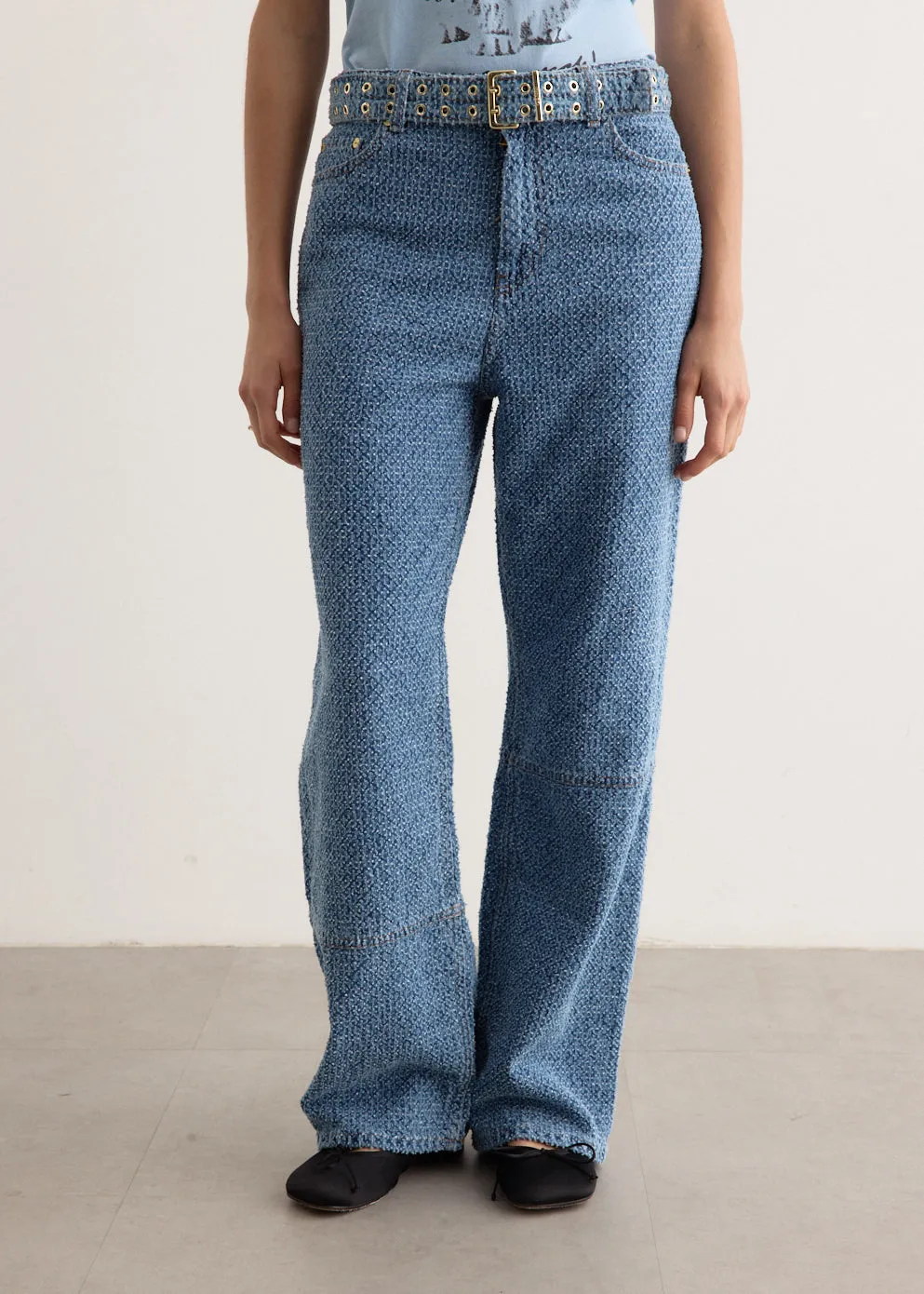 Fluffy Denim Izey Belt Jeans
