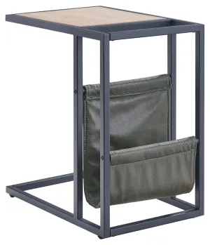 Freslowe Light Brown / Black Chair Side End Table With Magazine Basket